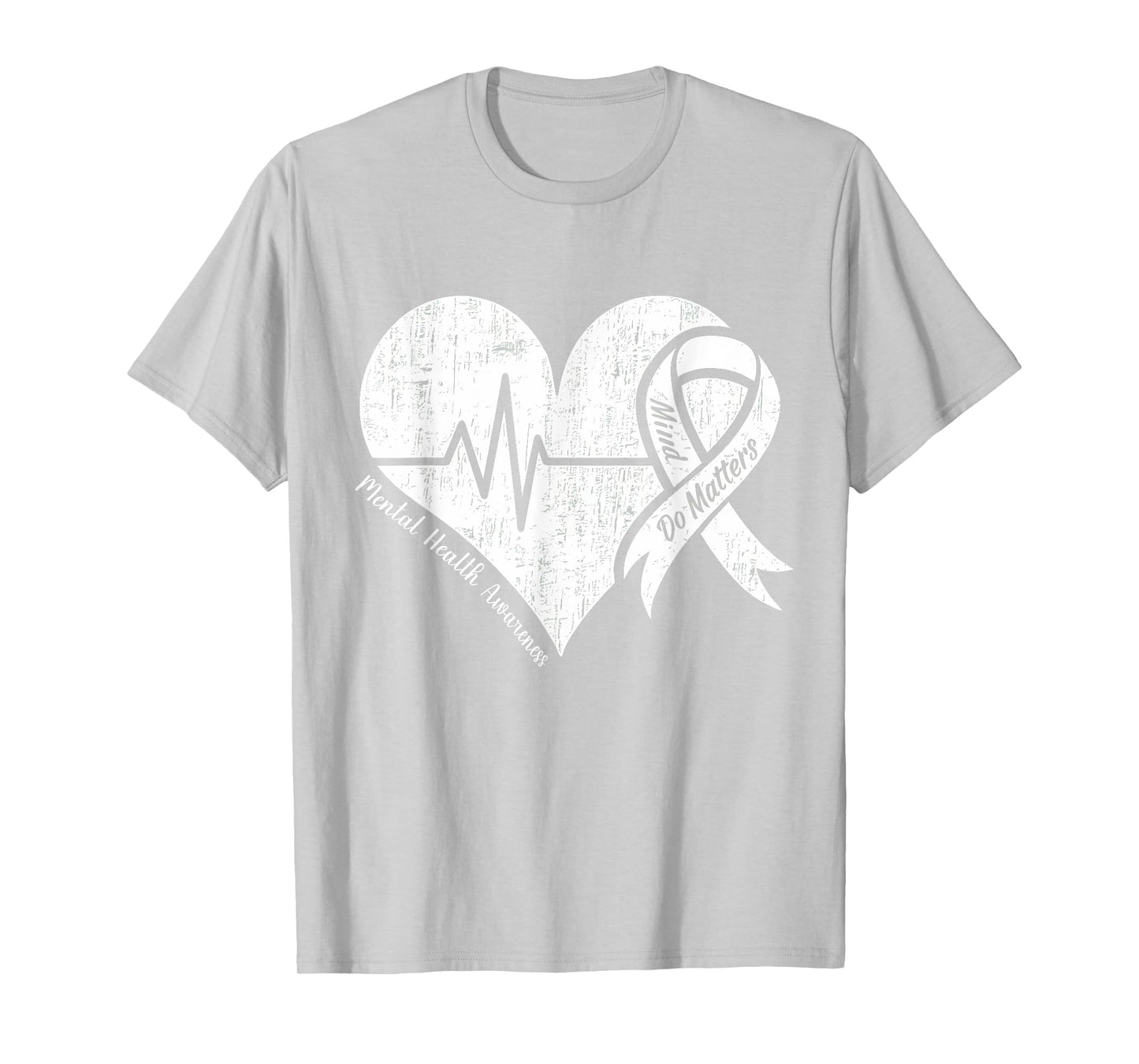 Mental Health Awareness Ribbon Heartbeat T-Shirt