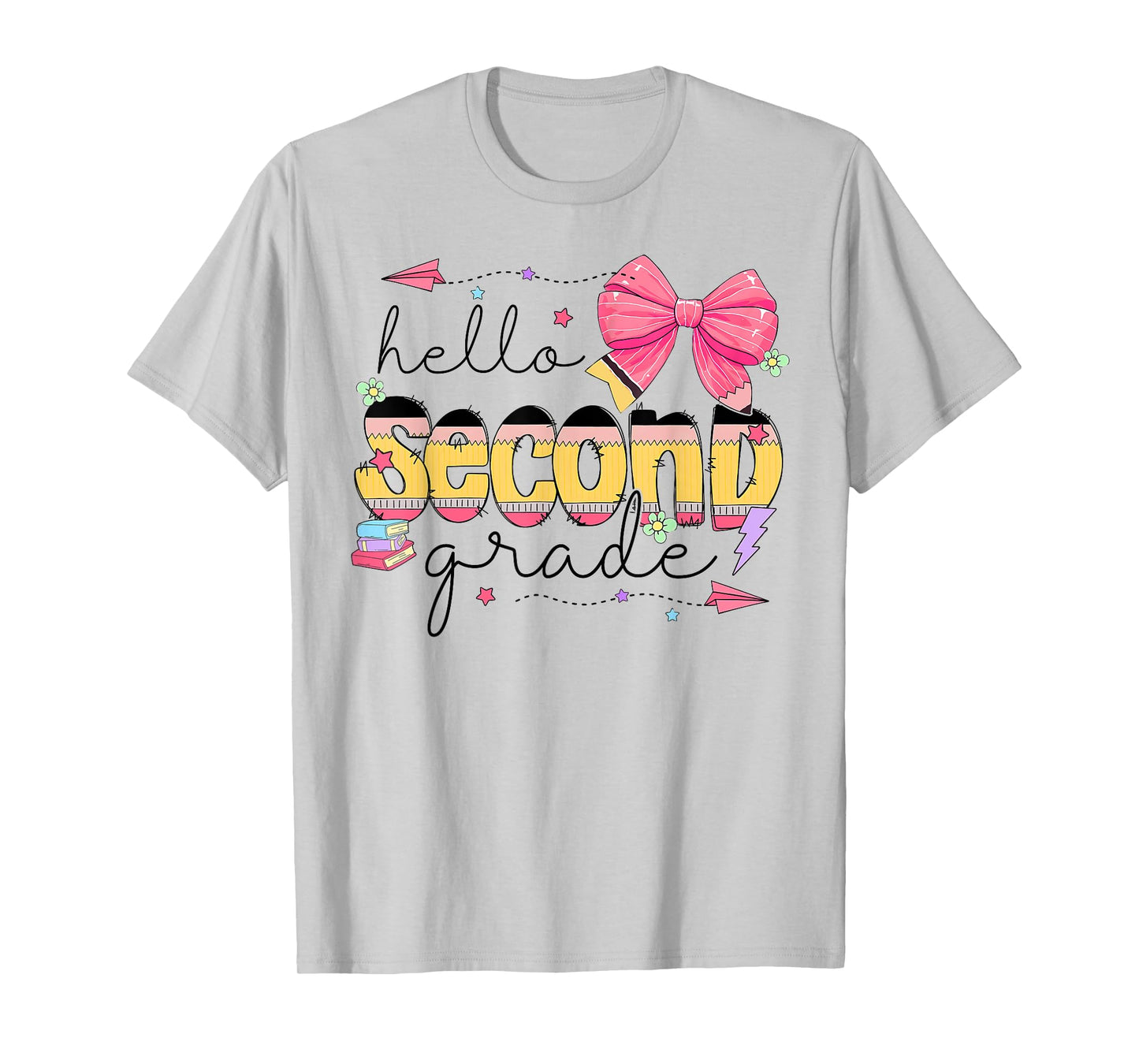 Back To School Hello Second Grade Teacher Coquette Bow T-Shirt
