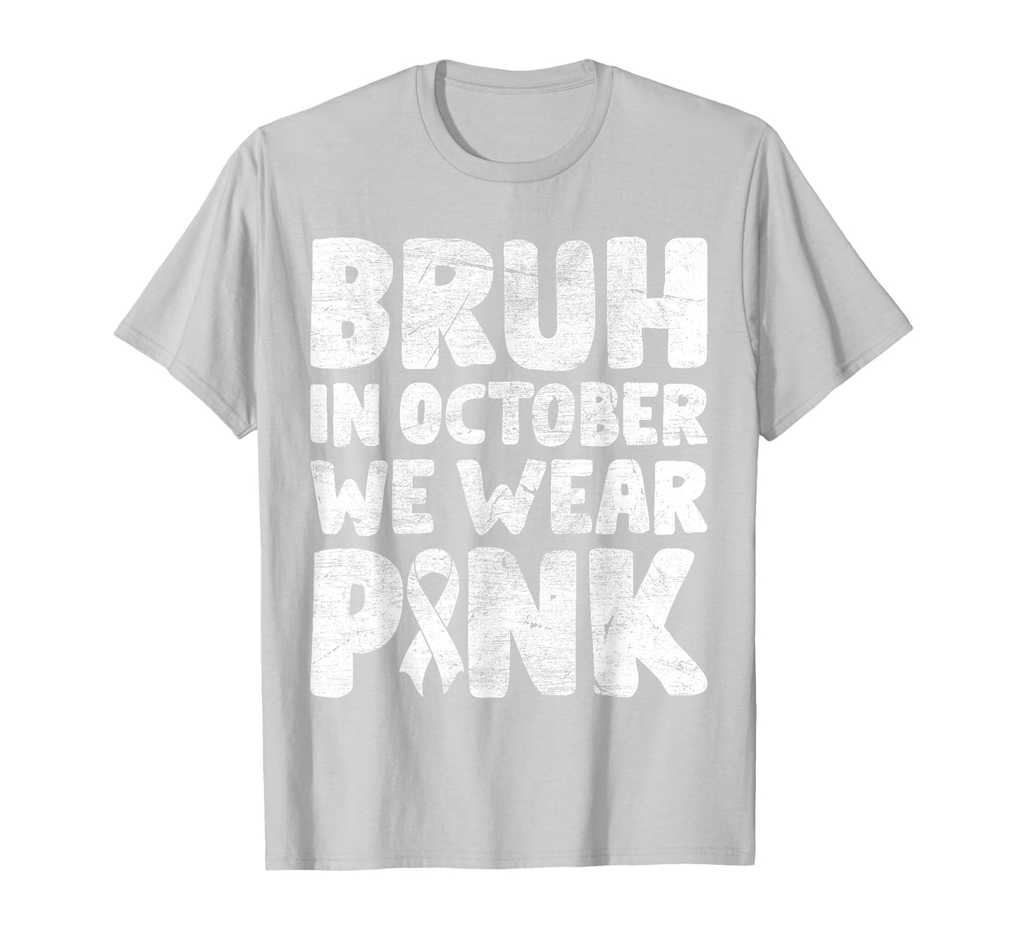Breast Cancer Shirts for Kids Boys Bruh In October Wear Pink T-Shirt