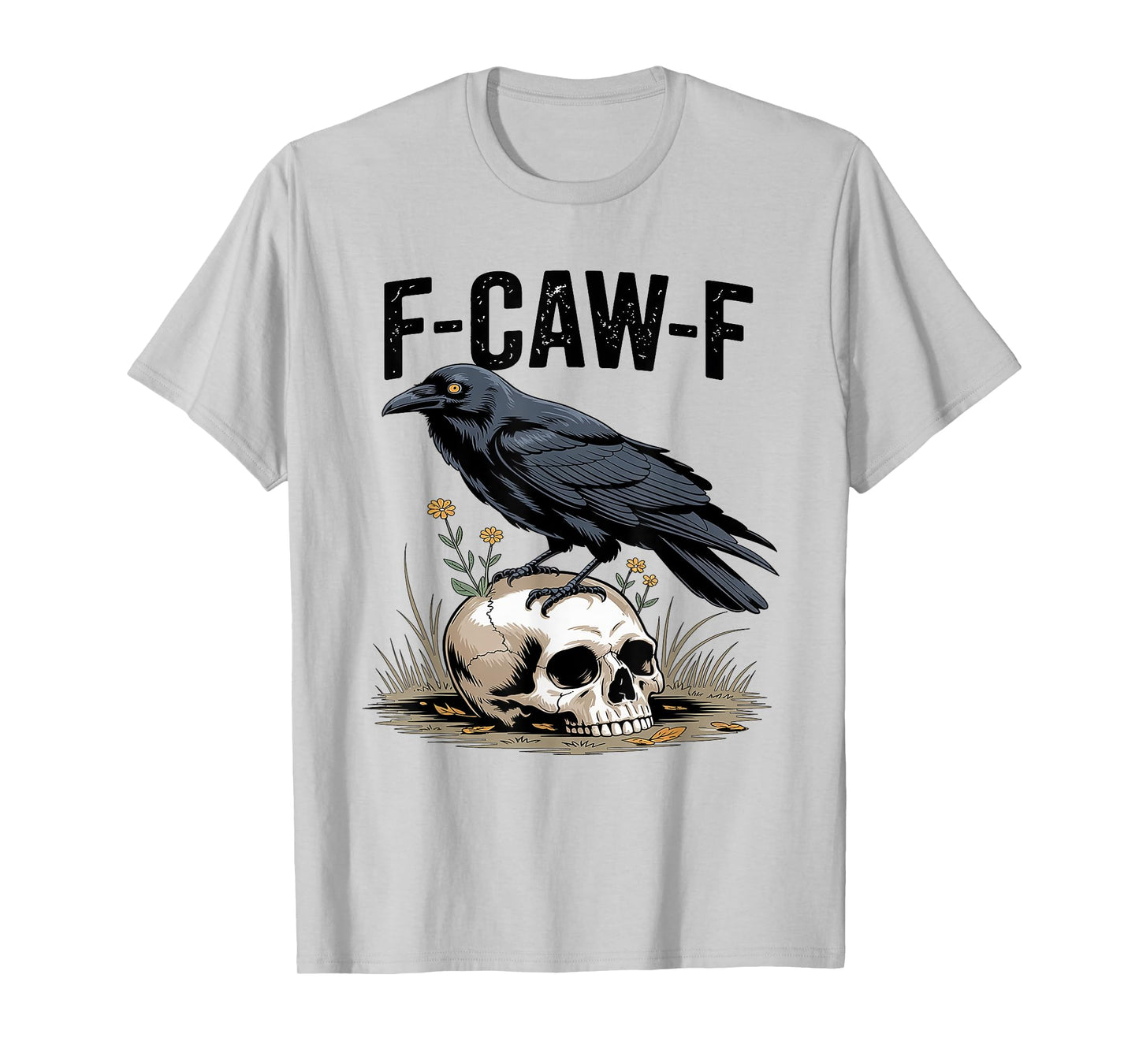 Retro Crow T-Shirt - Funny F-Caw-F Black Raven Bird Graphic T-Shirt