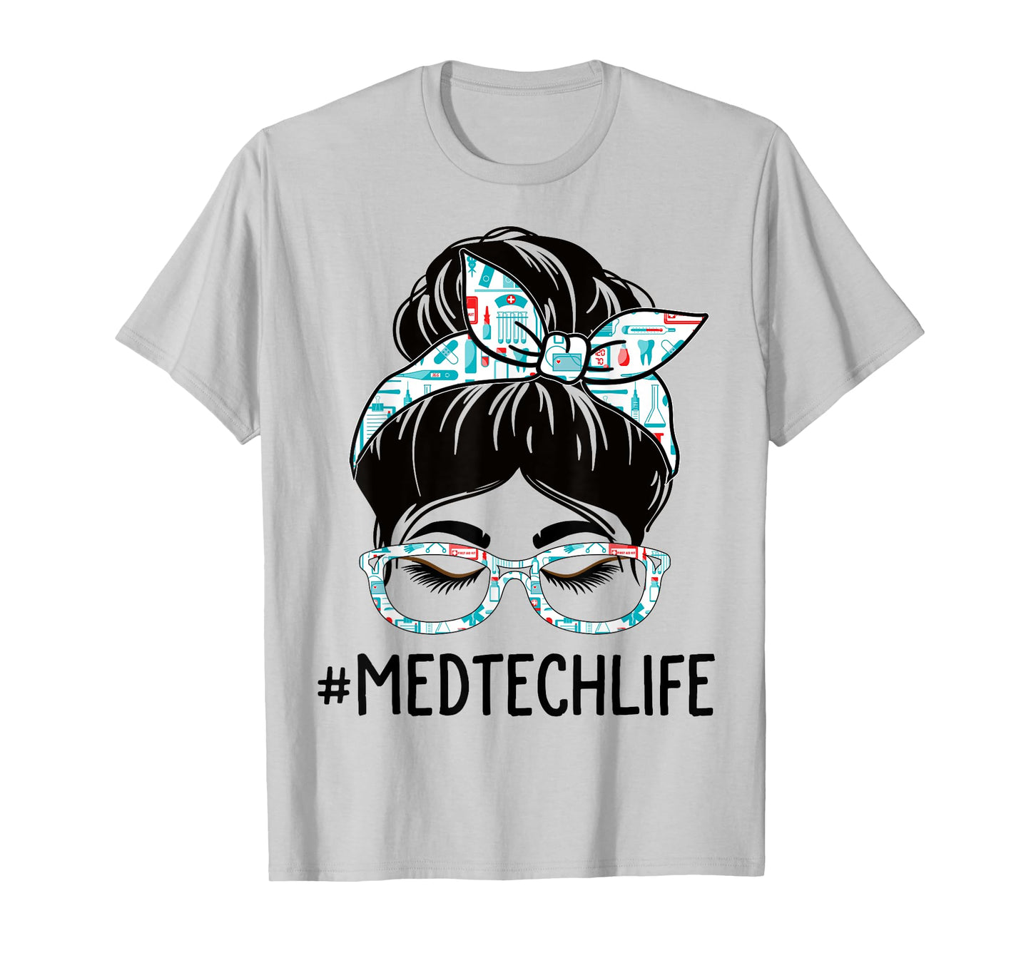 Med Tech Week Appreciation Day Women Messy Bun For Work T-Shirt
