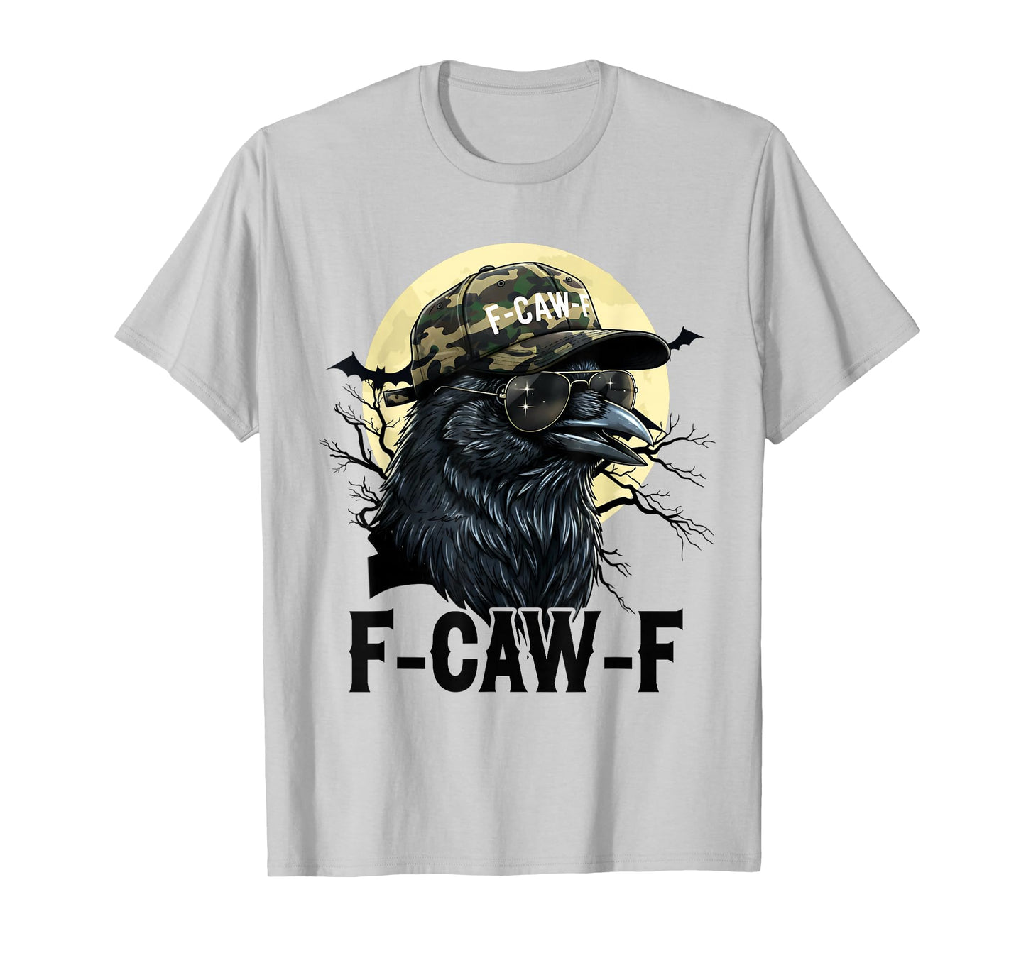 F-Caw-F Funny Halloween Black Crow Adult Humor Bird Camo T-Shirt