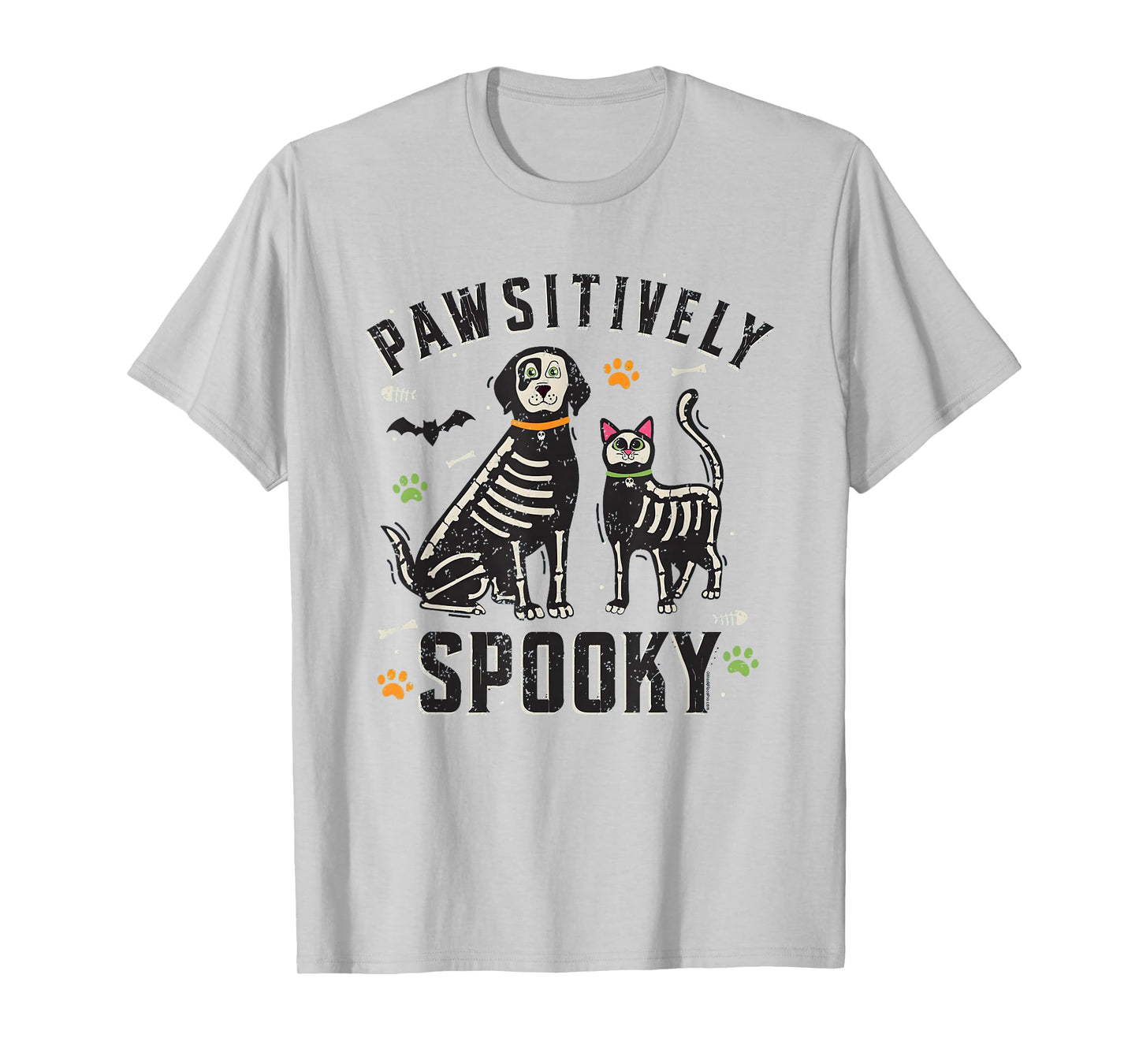 Pawsitively Spooky Halloween Pet Skeleton Dog and Cat T-Shirt