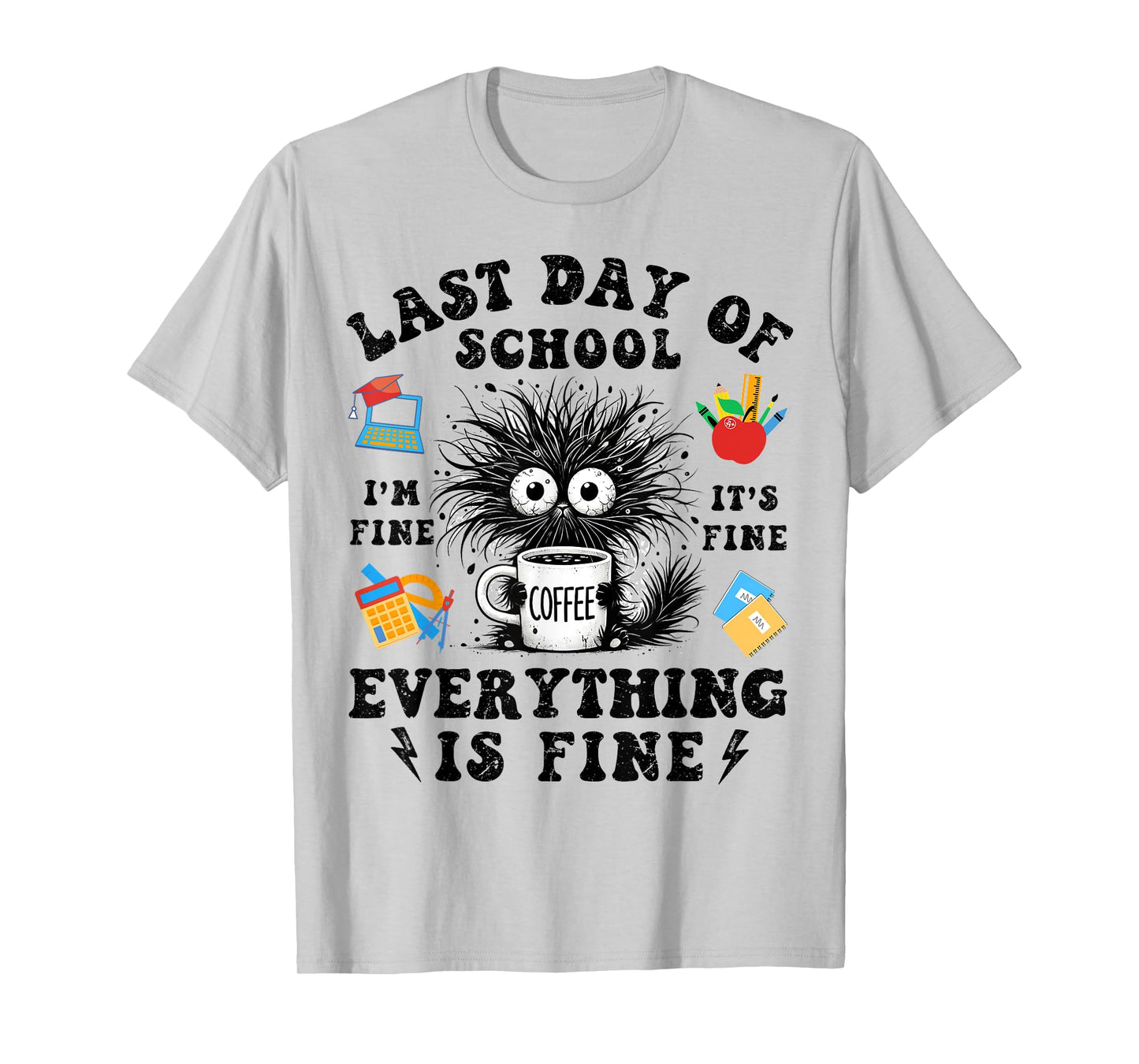 Last Day Of School-End Of School Year-I Survived Funny Cat T-Shirt for Men Women Kids