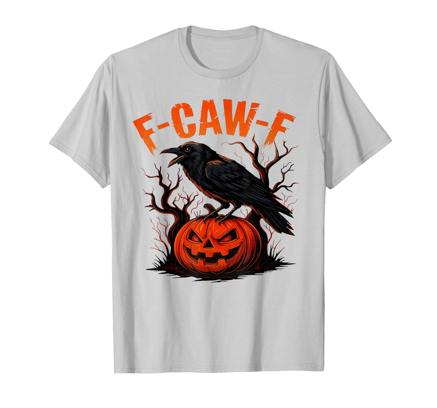 Retro Halloween F-Caw-F Funny Black Crow Pumpkin Season T-Shirt
