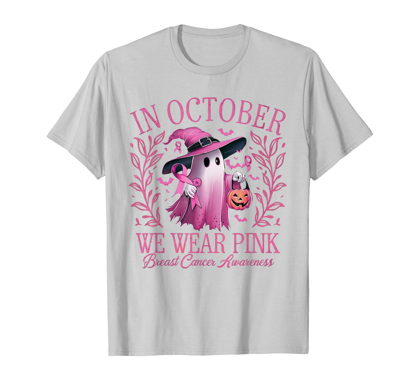 In October We Wear Pink Breast Cancer Awareness Halloween T-Shirt