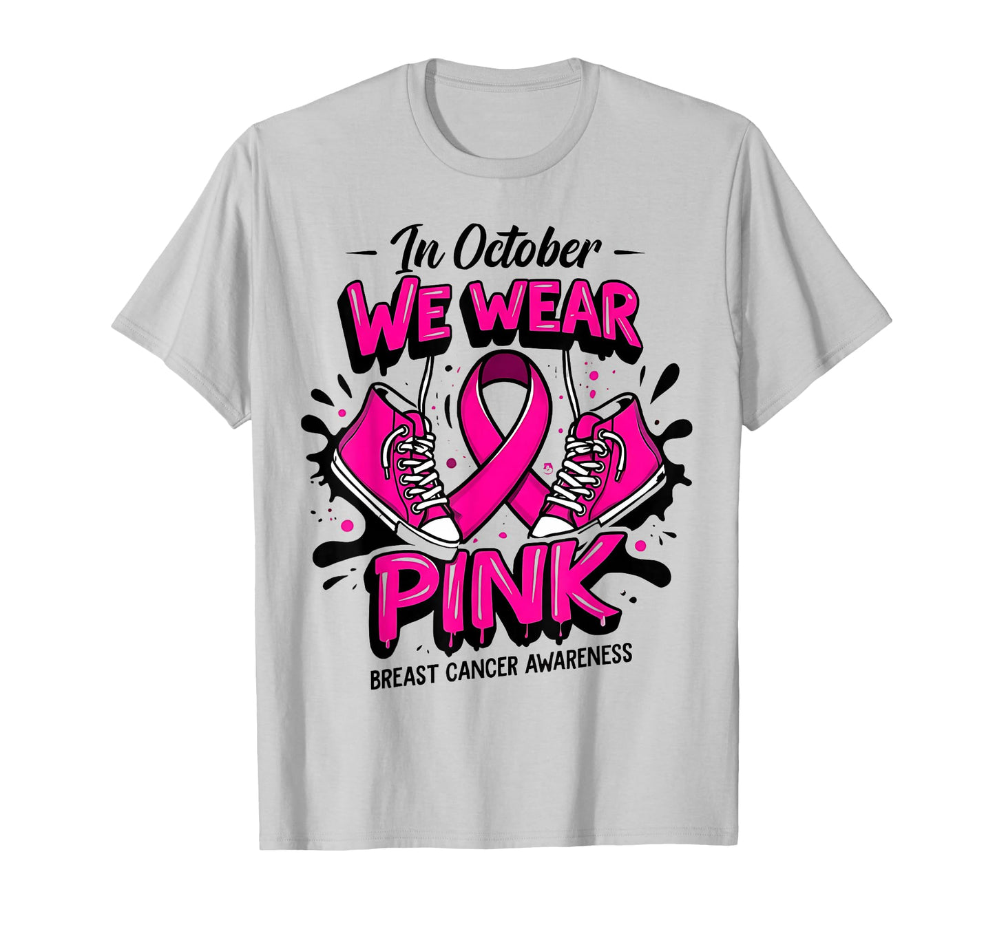 We Wear Pink Women Girl Sneakers Breast Cancer Warrior T-Shirt