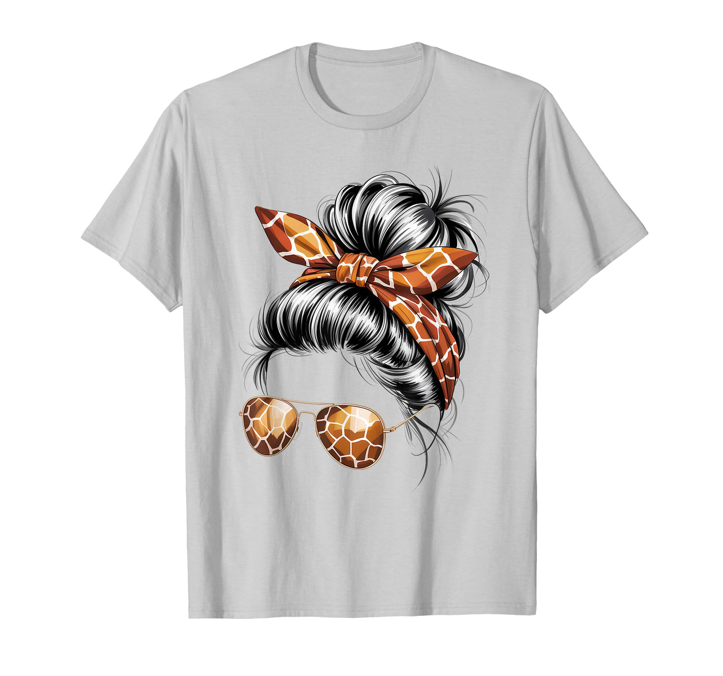Mimi Life Hair Bandana Glasses Giraffe Print Mother's Day T-Shirt