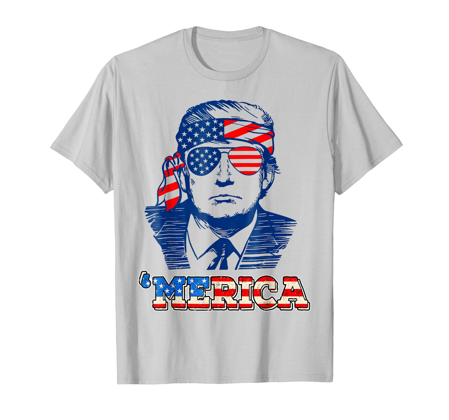 'MERICA TRUMP Happy 4th Of July Trump American Flag Women Girls Kids Men T-Shirt