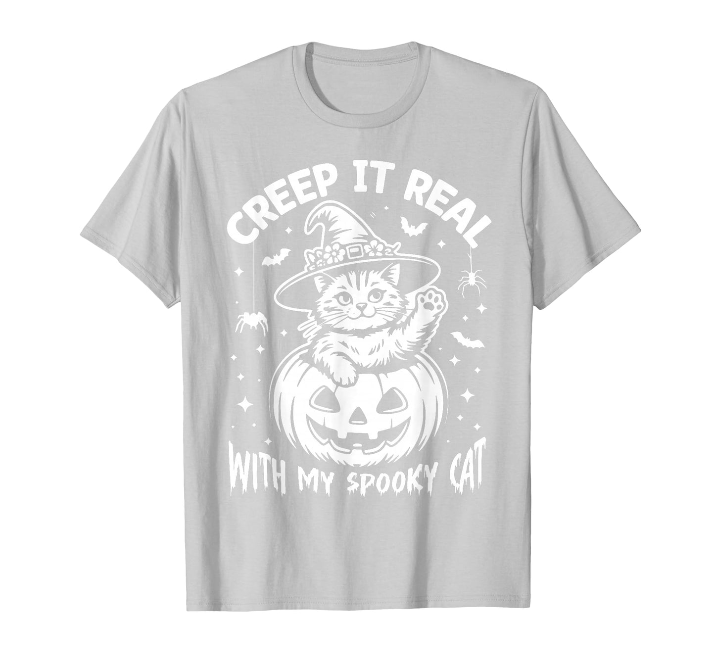Halloween Pumpkin Creep It Real with My Spooky Cat Witch Hat T-Shirt