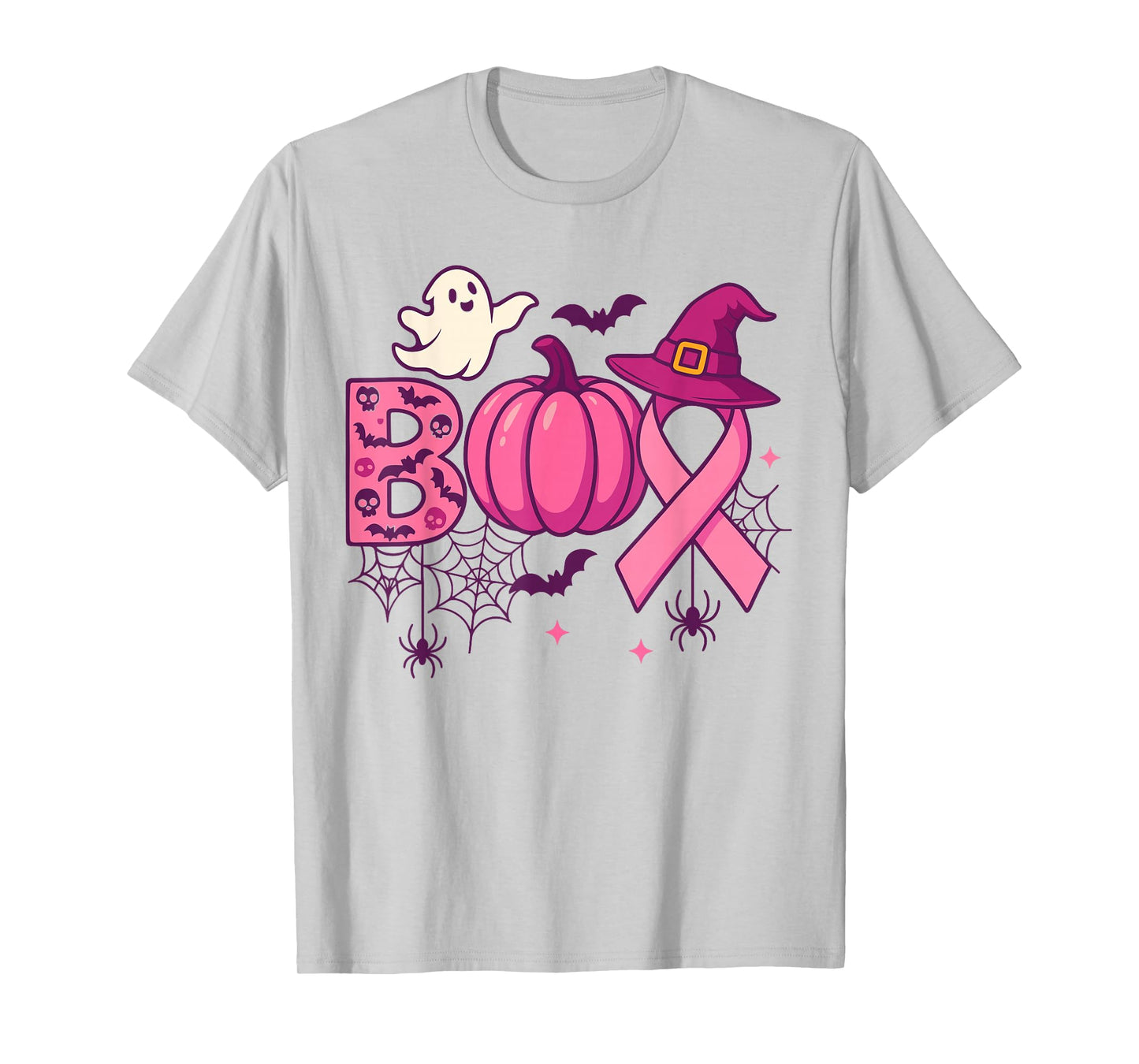 Breast Cancer Shirts for Women Ghost Boo Pink Ribbon Pumpkin T-Shirt
