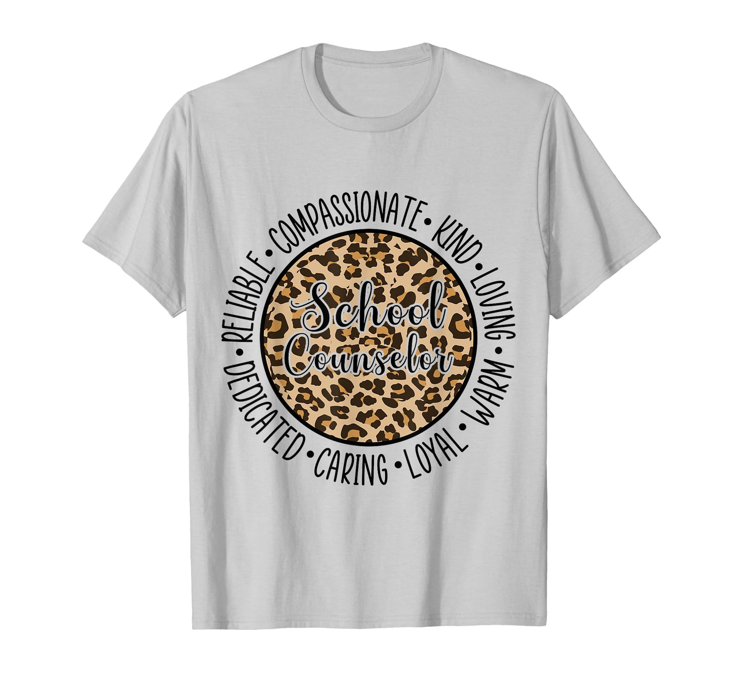 Leopard Cheetah Print School Counselor Traits Appreciation T-Shirt