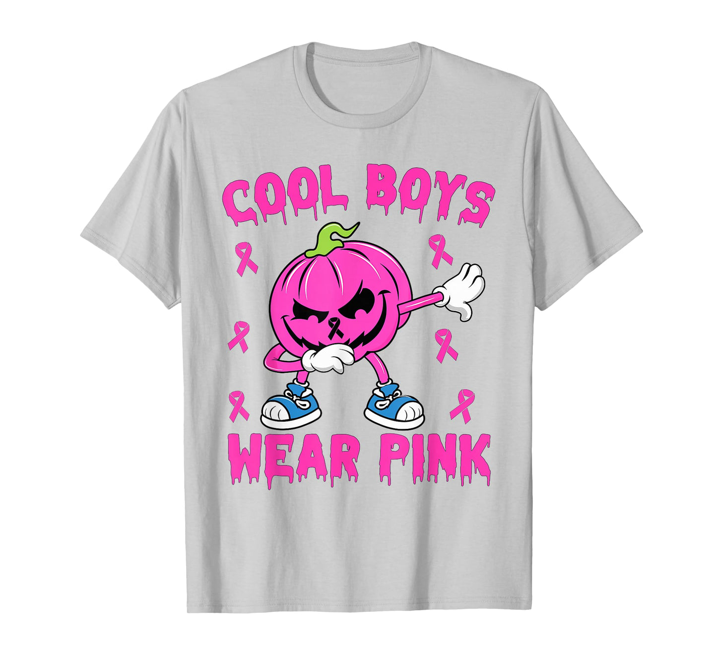 Cool Boys Wear Pink Breast Cancer Pumpkin Halloween Boys T-Shirt
