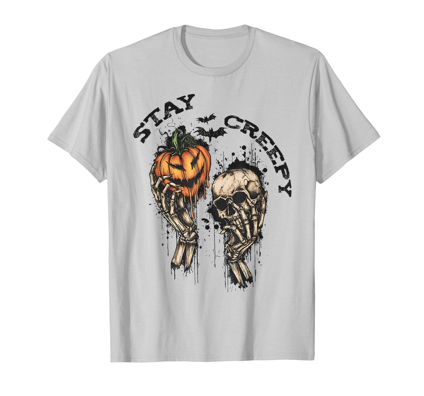 Stay Creepy Dripping Heart Halloween Skeleton Hand Spooky T-Shirt