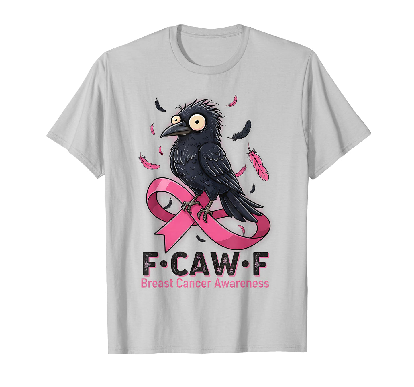 F-Caw-F Pink Ribbon Raven Moon Gothic Crow Breast Cancer T-Shirt