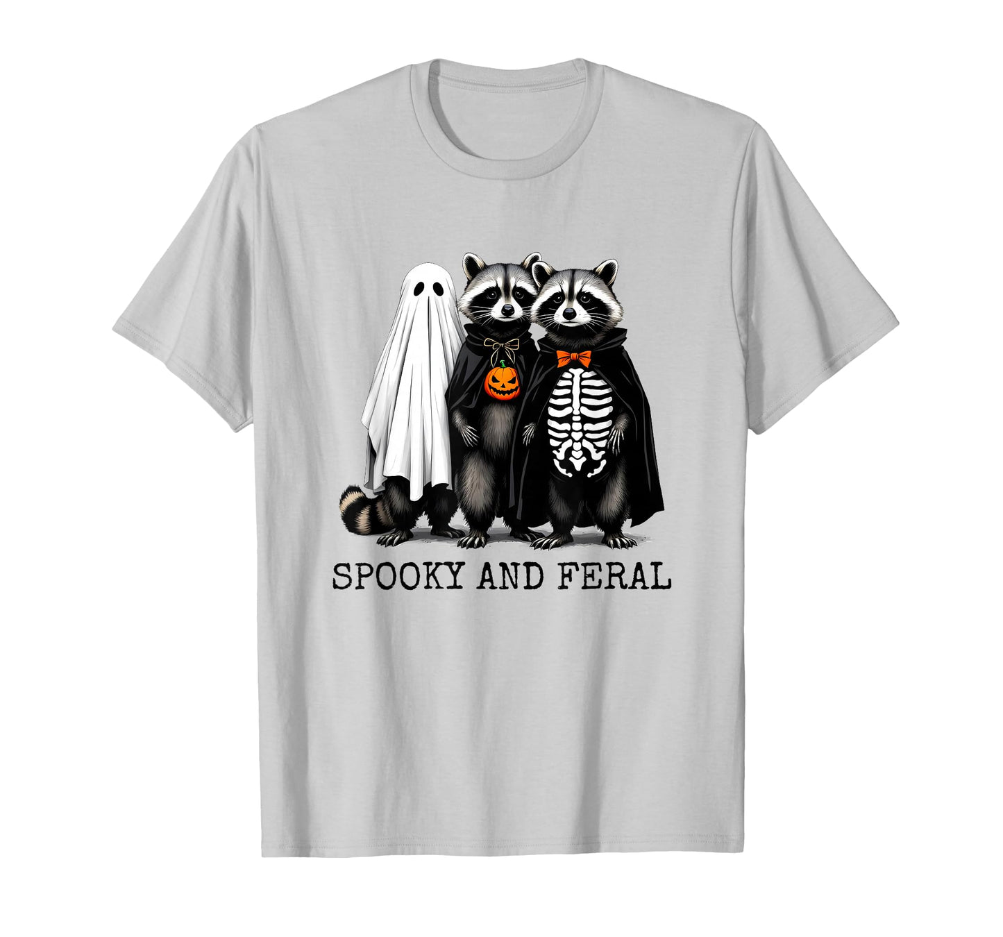 Spooky and Feral Girl Funny Halloween Cute Raccoon Men Women T-Shirt