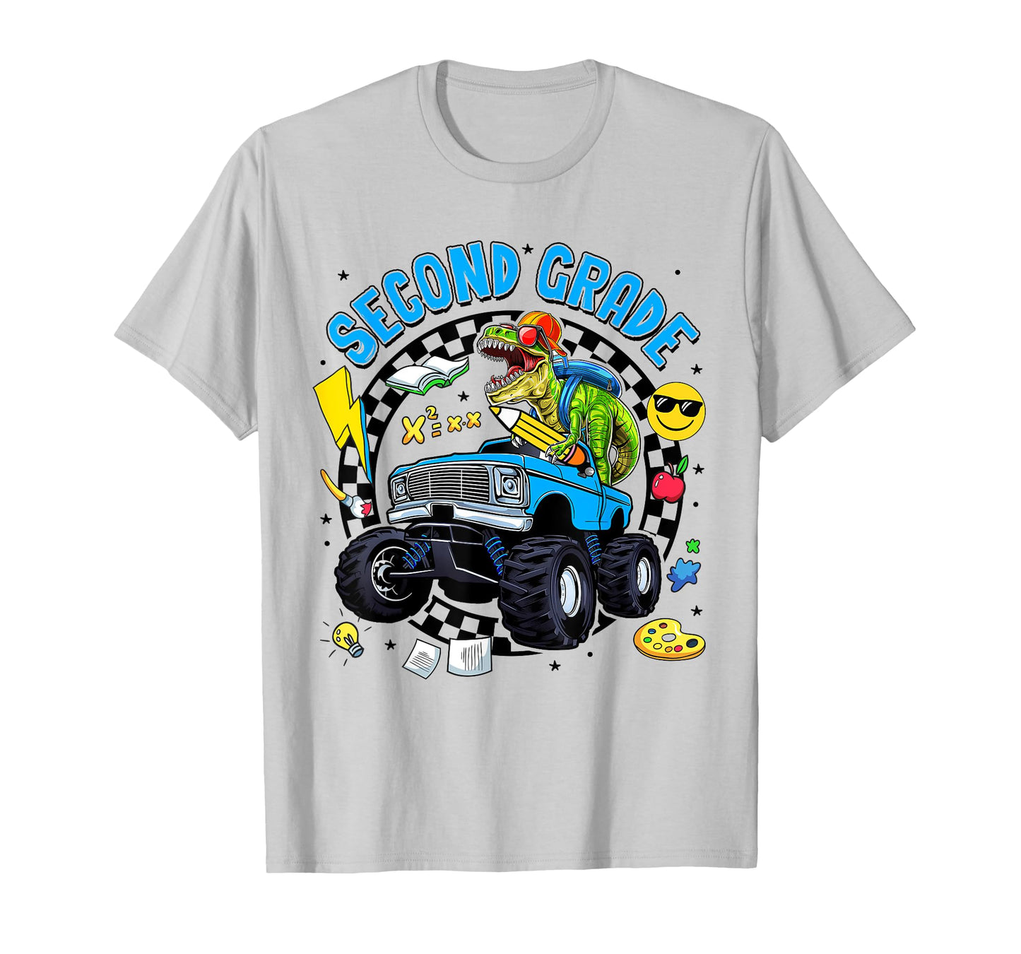 Second Grade Dinosaur Dino Truck Back To School Kids Boys T-Shirt