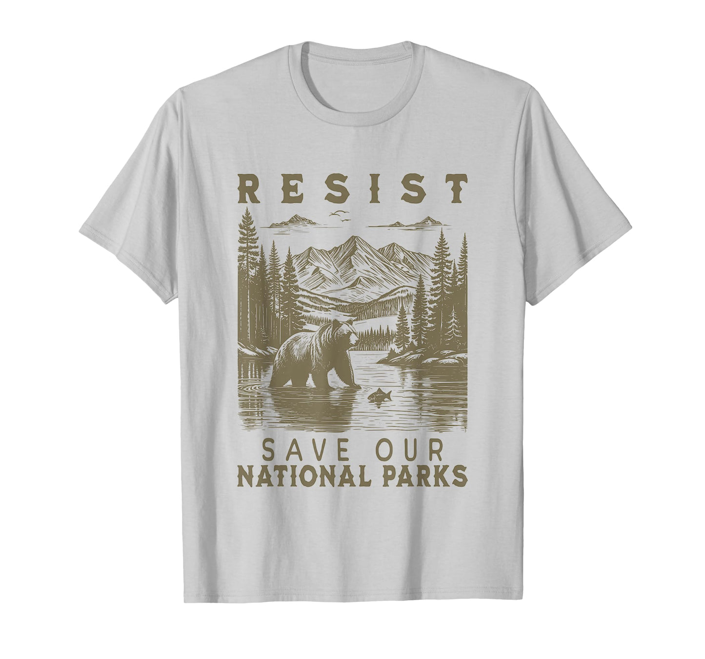 Protect Our National Parks Resist Retro Vintage Grizzly T-Shirt