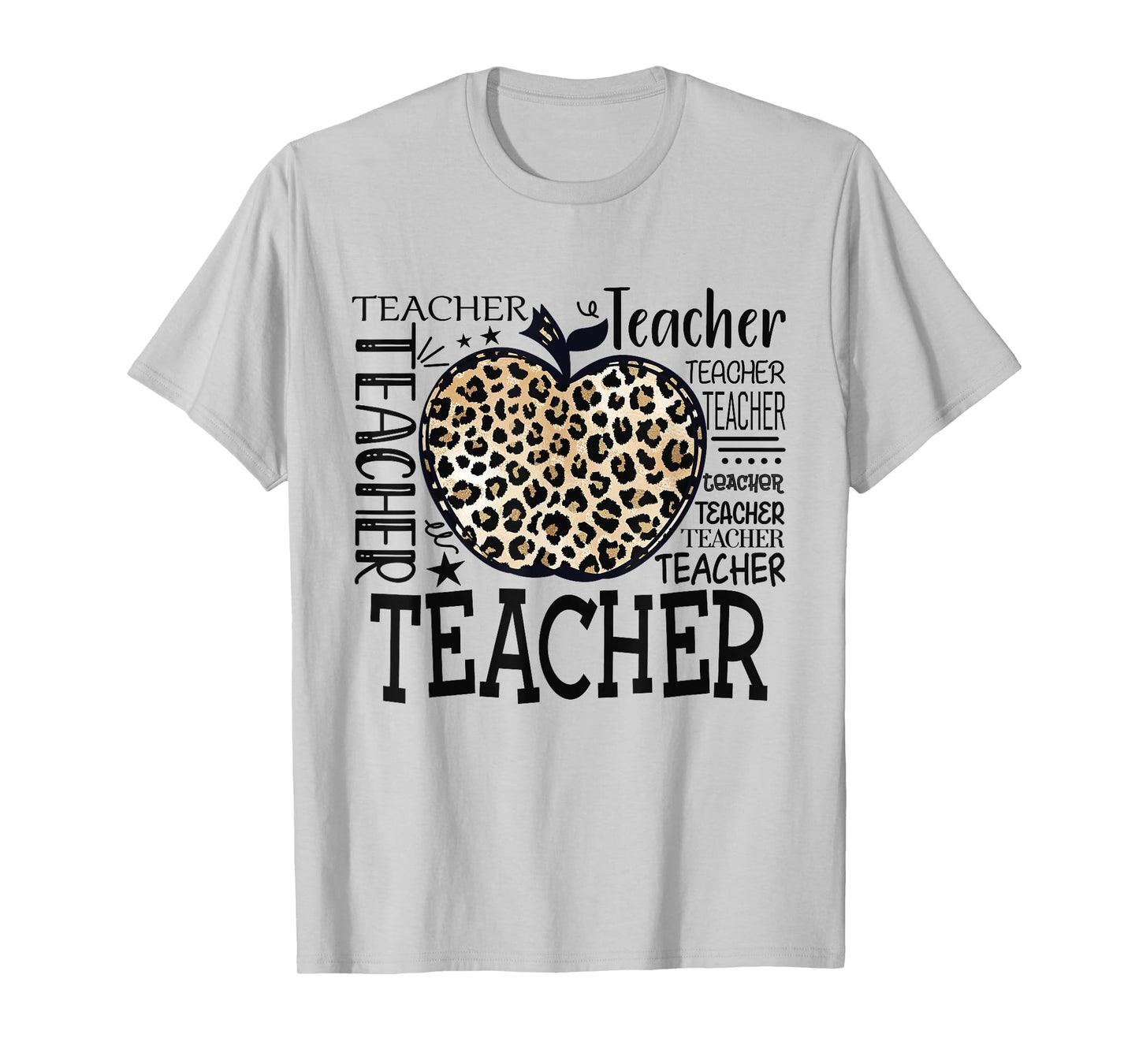 Leopard Apple Teacher Graphic Funny Teacher Back to School T-Shirt