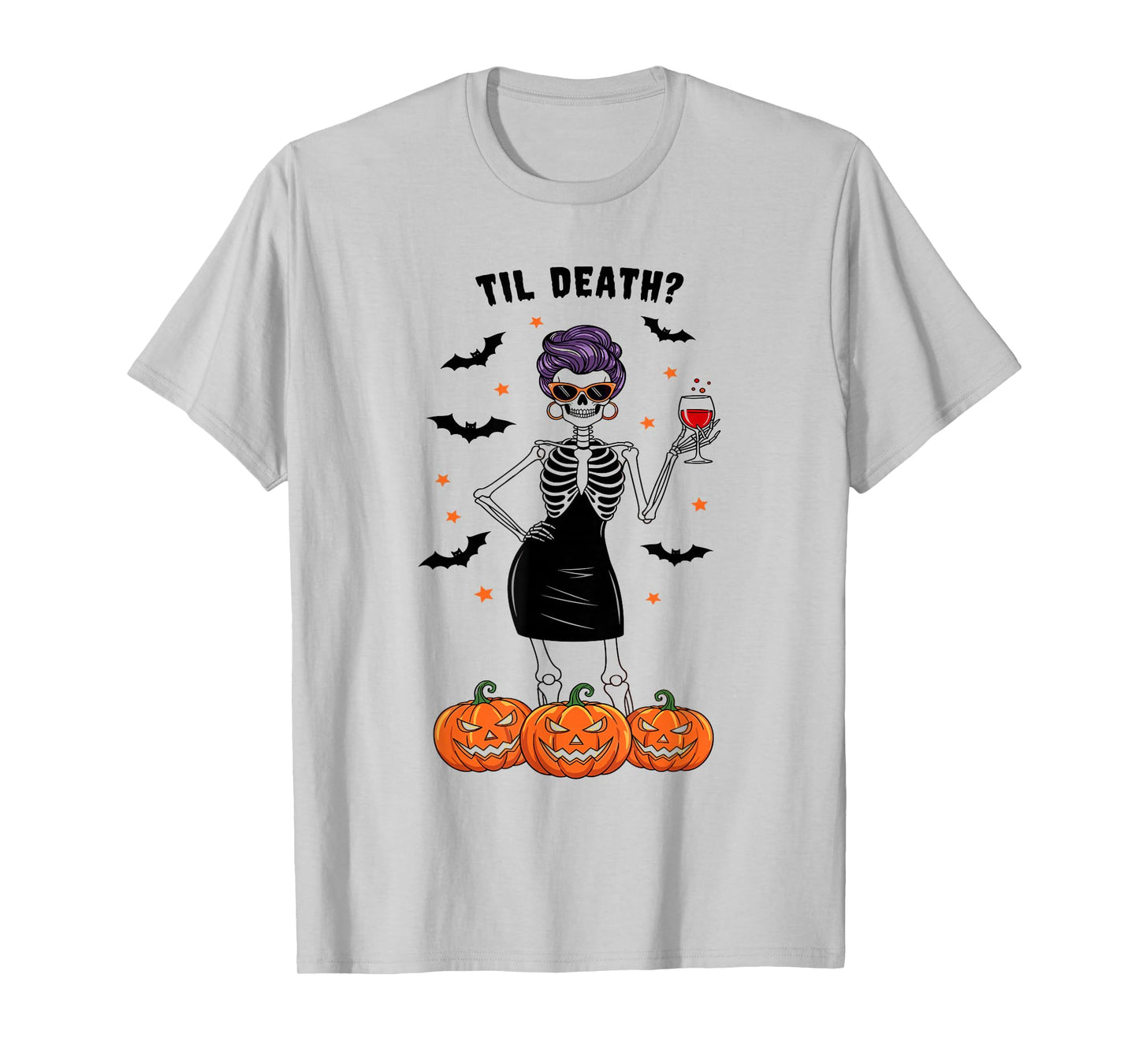 Skeleton Vampire Halloween Design for Wine Party Lovers T-Shirt