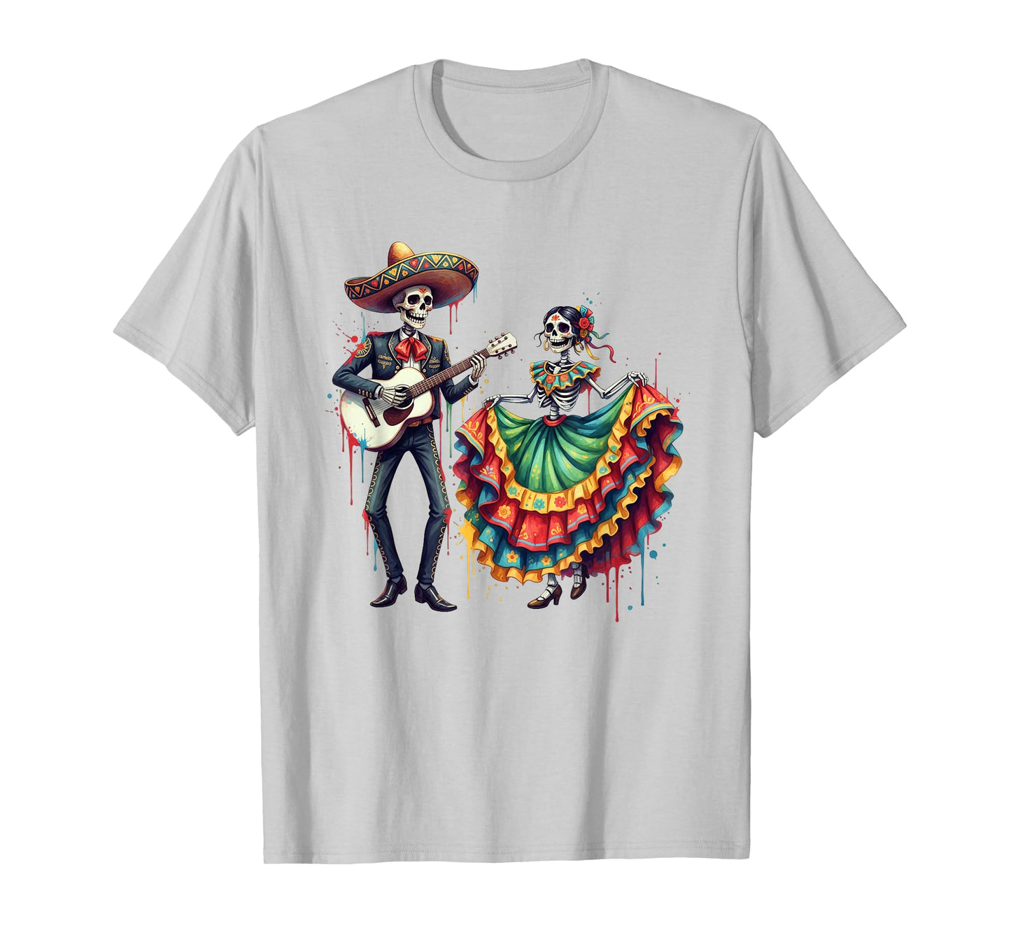 Dancing Skeleton Dia De Los Muertos Halloween Sugar Skull T-Shirt