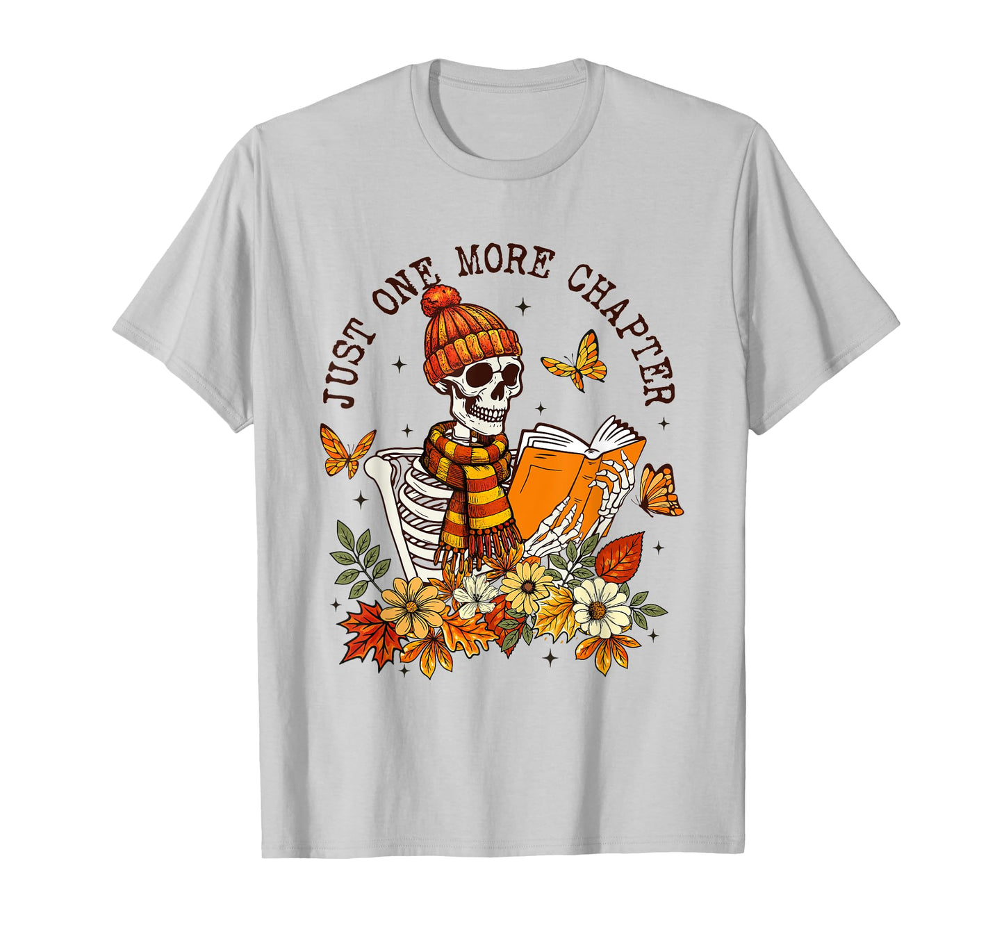 Cute Just One More Chapter Skeleton Fall Book Autumn Pumpkin T-Shirt