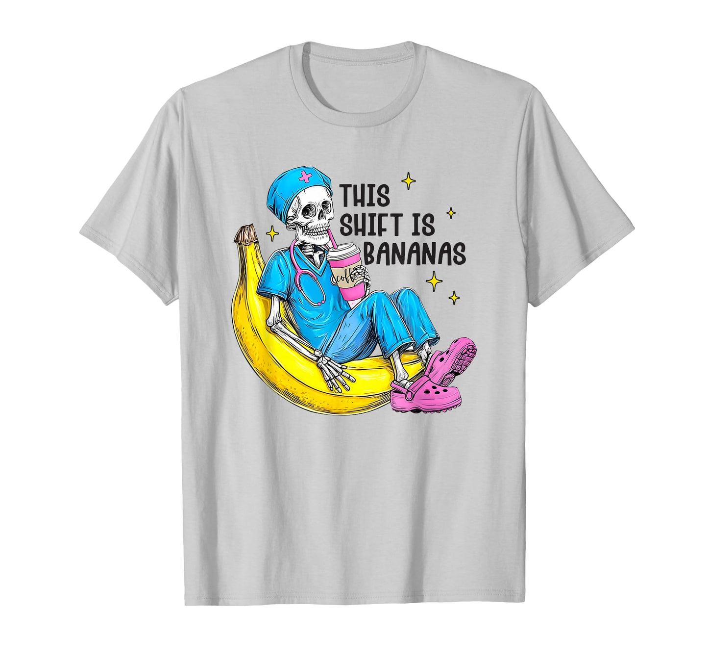 Women This Shift is Bananas Funny Skeleton Nurse RN, ER, ED T-Shirt