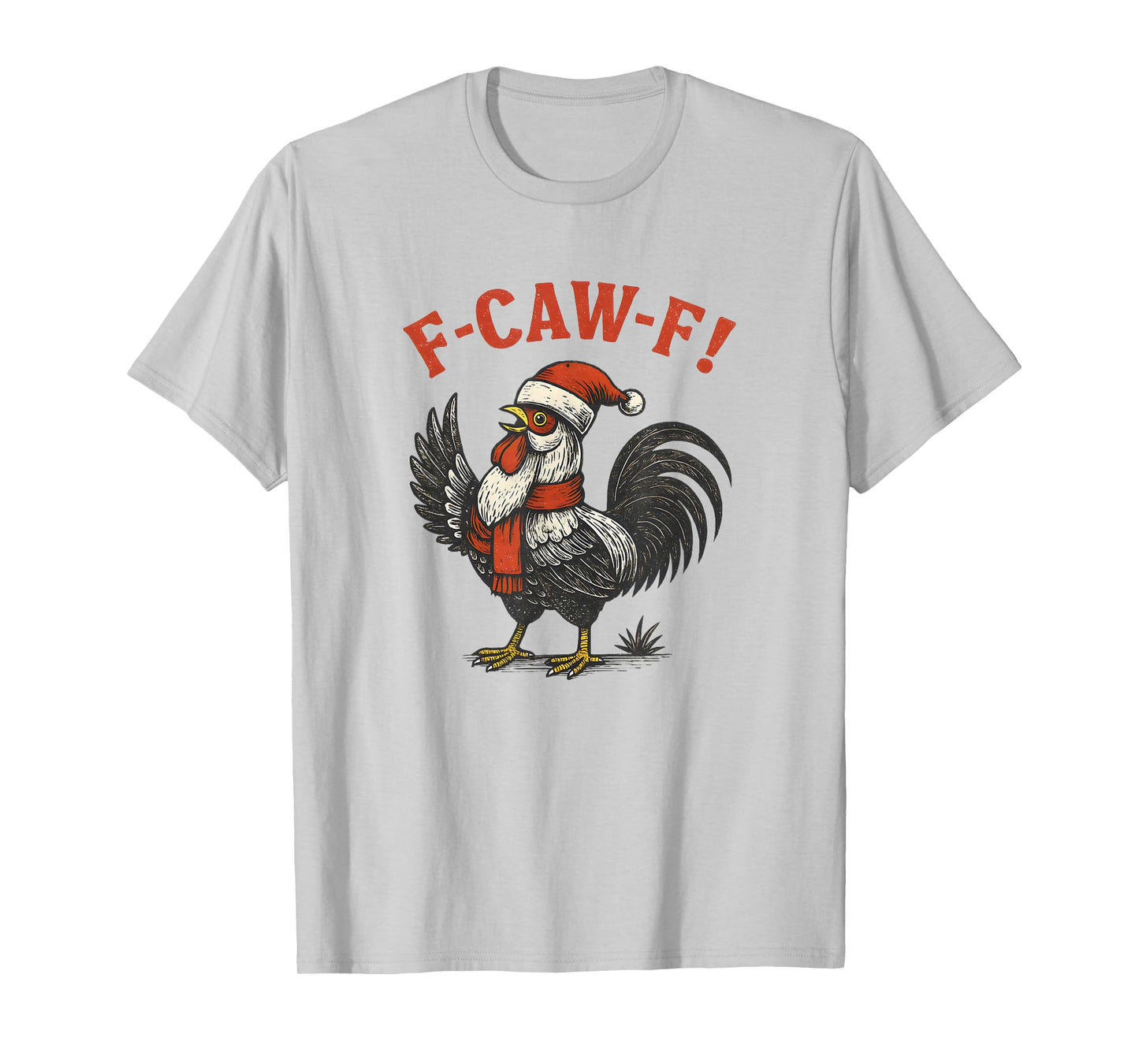 FCAWF Chicken Santa Festive Rooster Funny Vintage Christmas T-Shirt