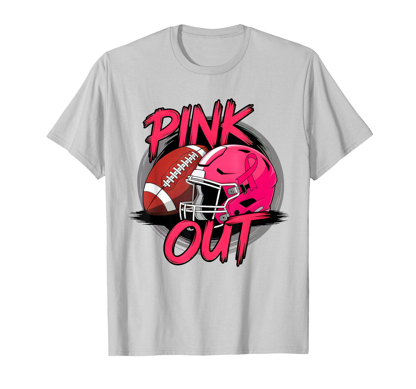 Pink Out Football Breast Cancer Awareness Pink Warrior T-Shirt