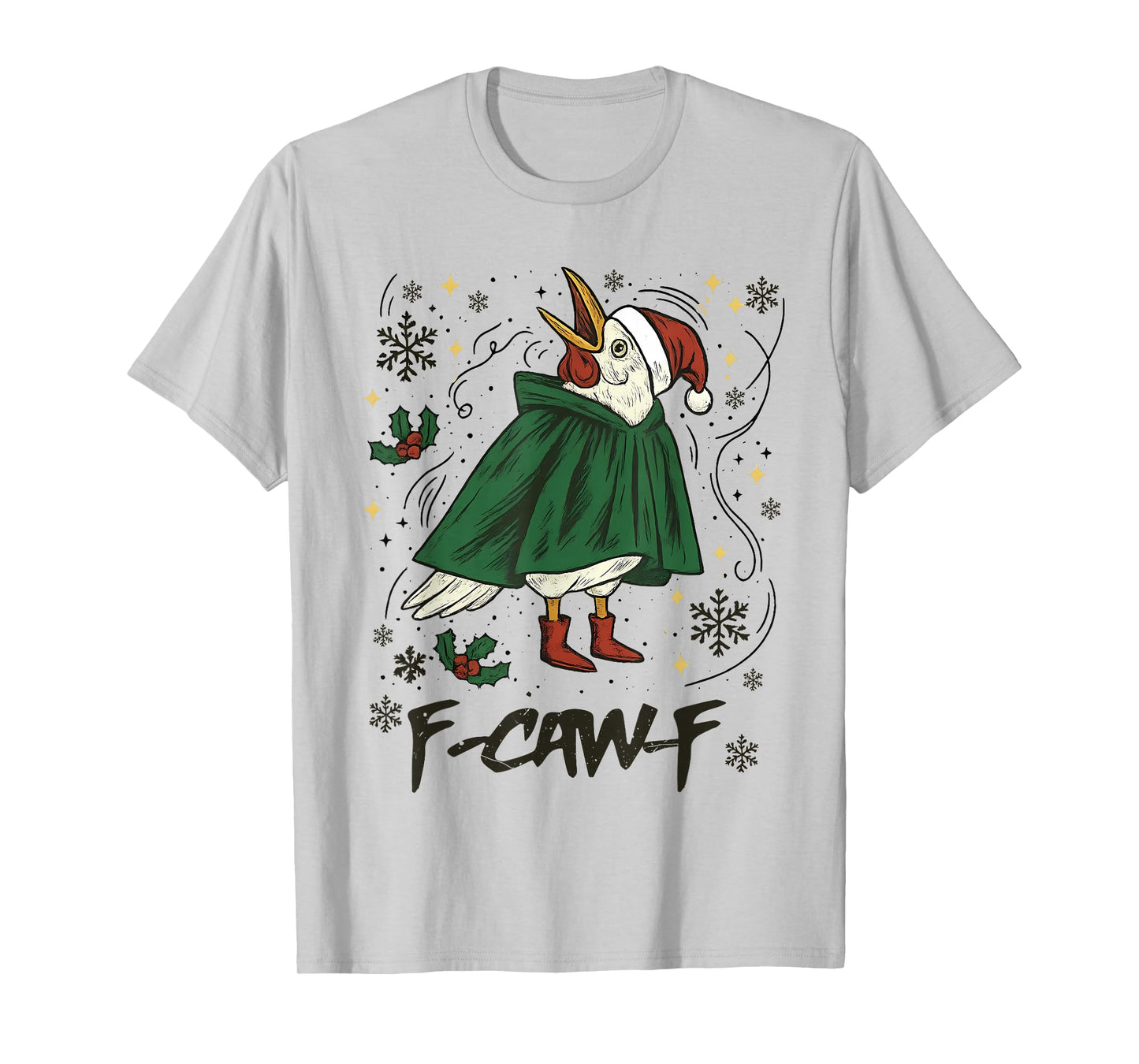 F-Caw-F FCAWF Funny Crow Christmas Black Bird Xmas T-Shirt