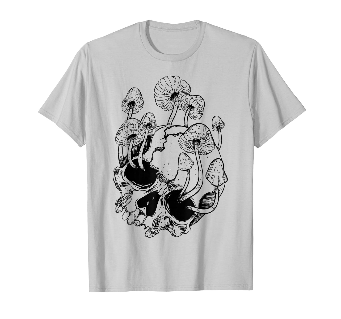 Overgrown Skull Mushrooms Death Life T-Shirt