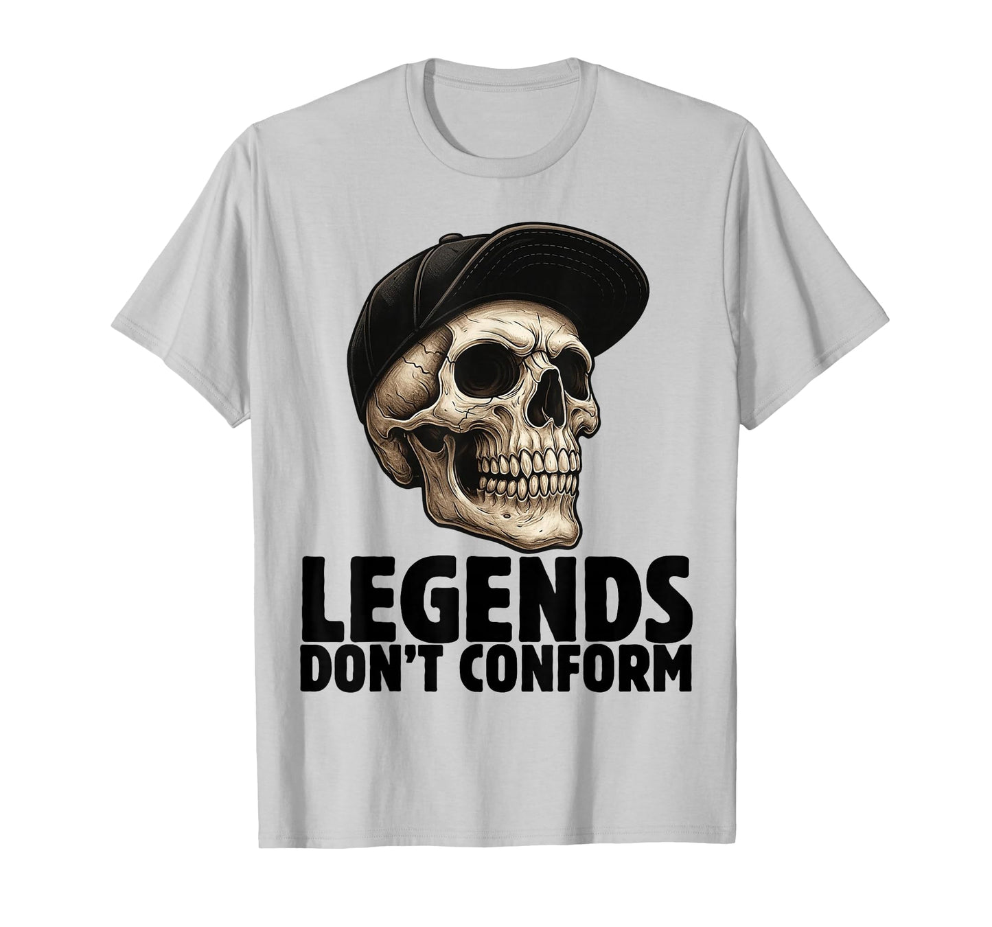 Skull in Cap Street Style Urban Art Skeleton T-Shirt