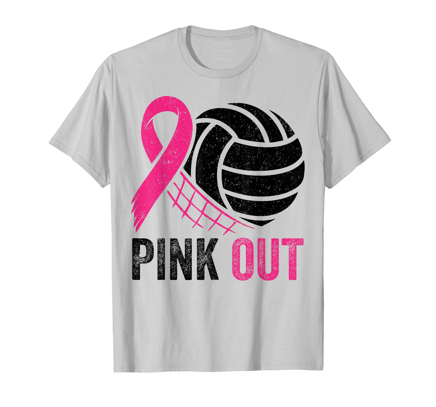 Pink Out Volleyball Breast Cancer Awareness Pink Ribbon T-Shirt