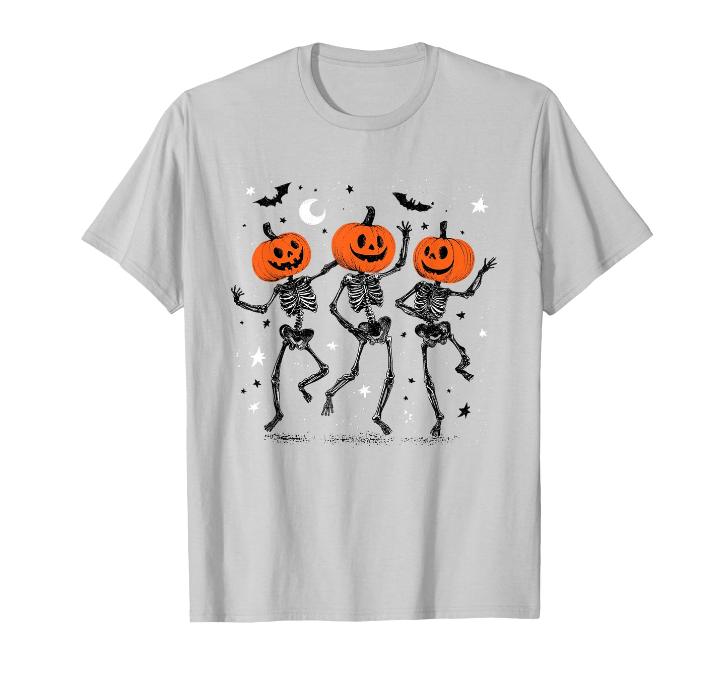 Halloween Dancing Skeleton Funny Tie-Dye with Pumpkin Heads T-Shirt