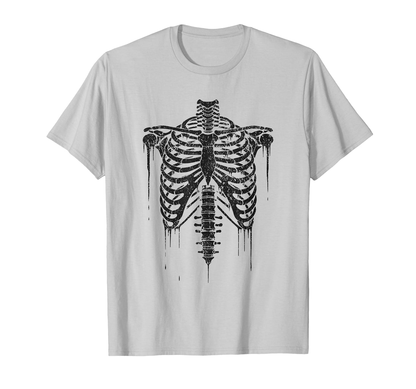 Grunge Skeleton Ribcage Dripping Bones Design T-Shirt