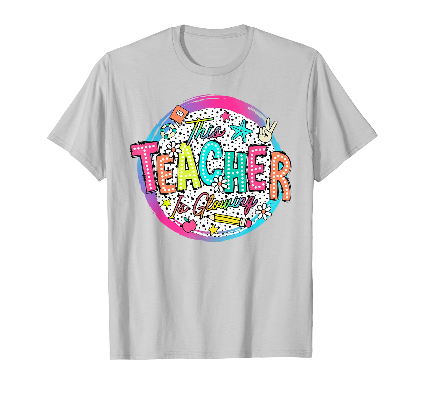 This Teacher Is Glowing Hello Summer Funny End Of School T-Shirt for Men Women