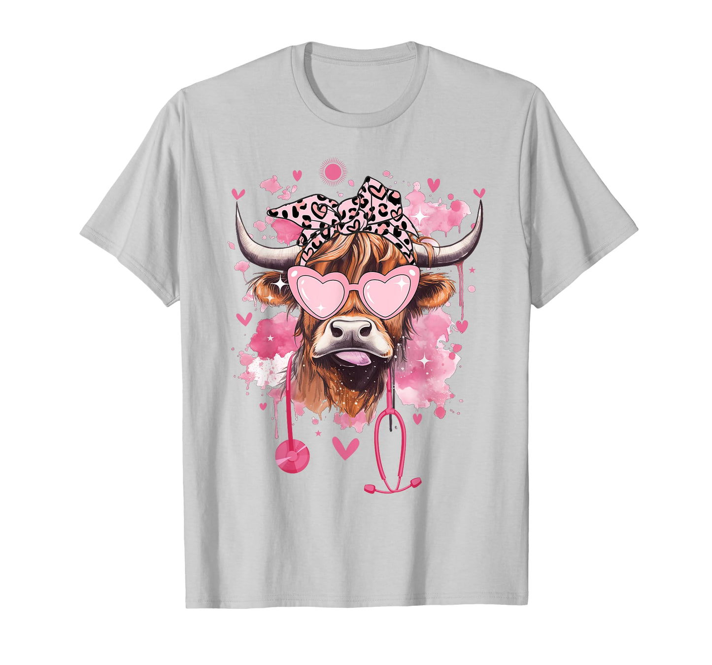 Cute Highland Cow Nurse Cow Lover Summer Break Nursing Funny Men Women Girls Kids T-Shirt