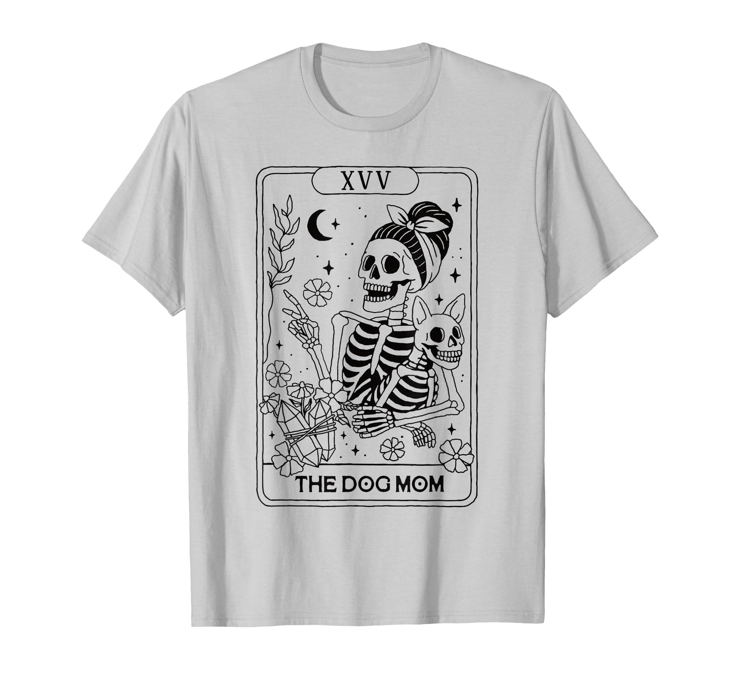 Skeleton Tarot Card Dog Mom Funny Pet Lover Astrology Women T-Shirt
