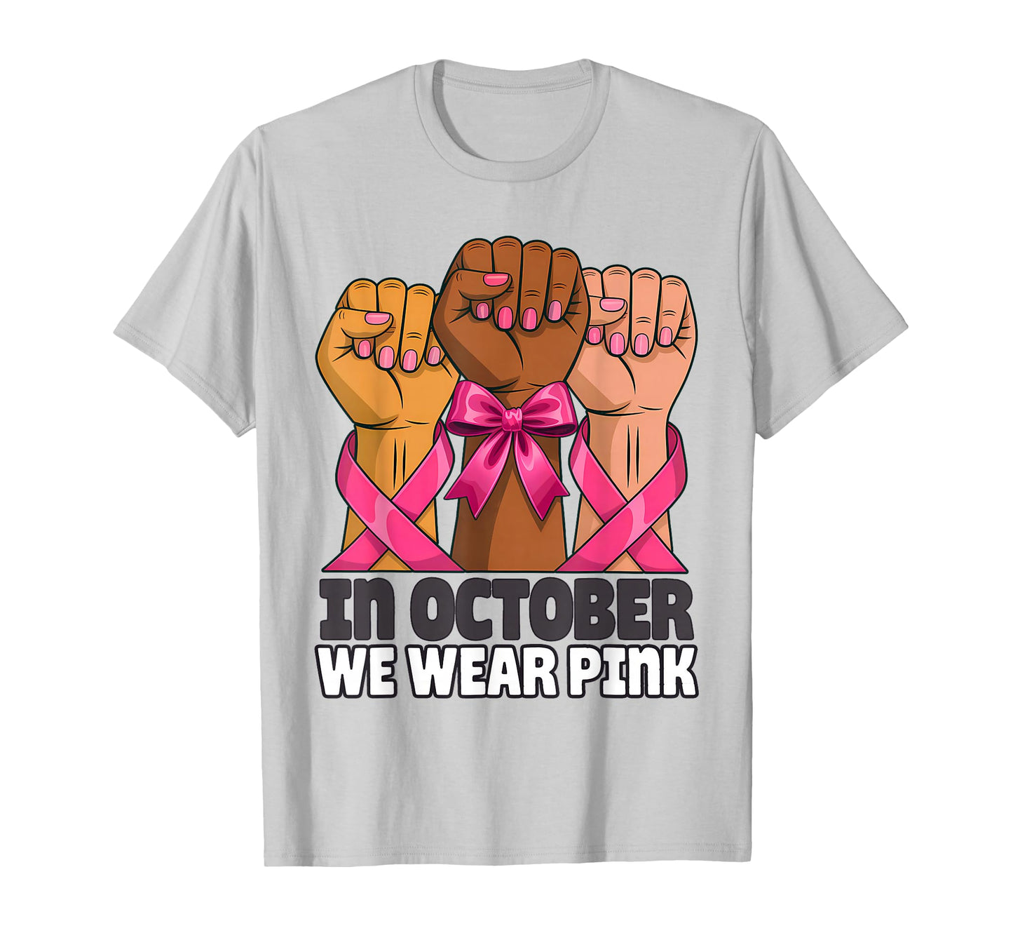 Vintage in October We Wear Pink Breast Cancer Fists Raise T-Shirt