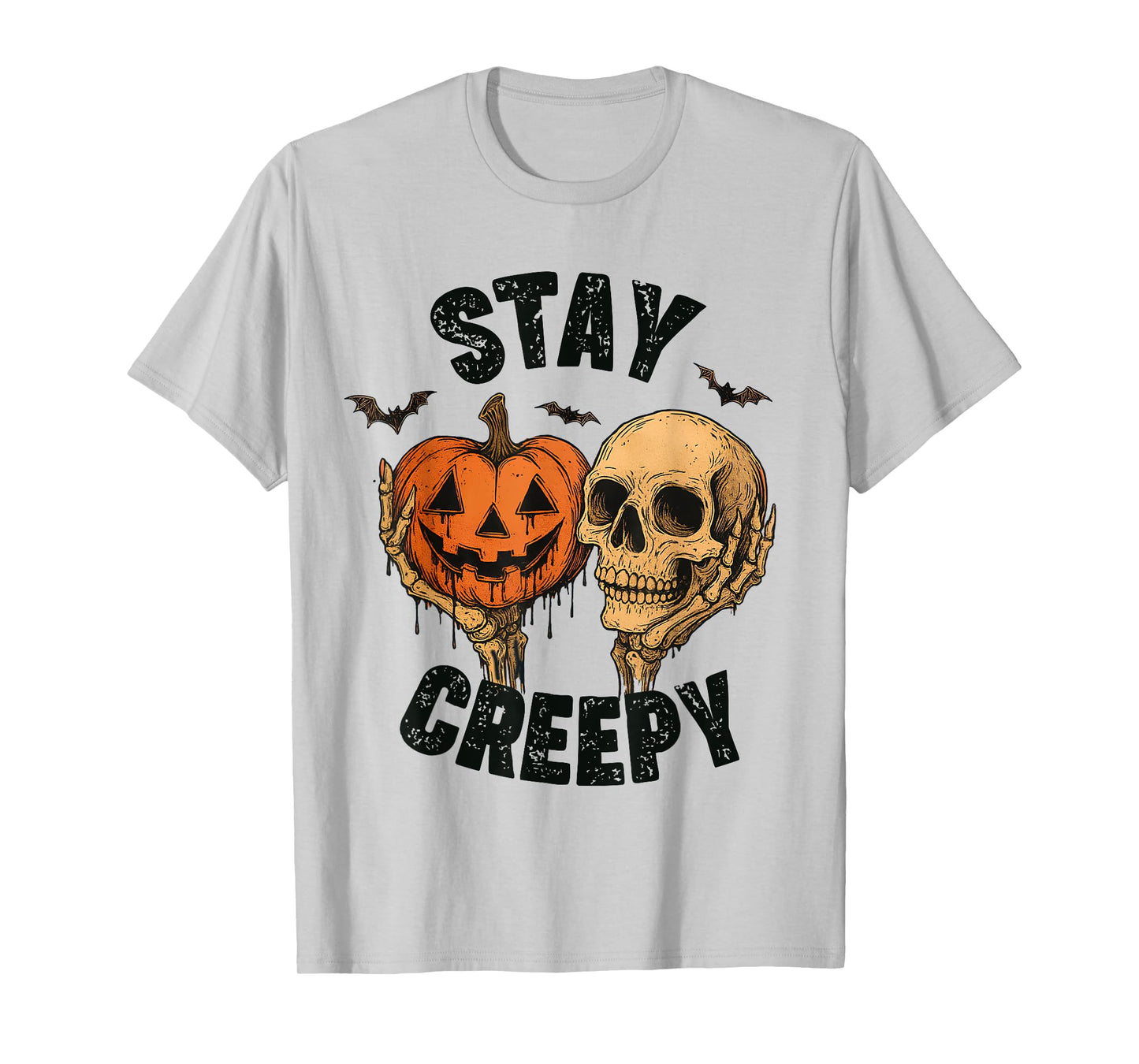 Stay Creepy, Retro Dripping Heart Halloween, Skeleton Hand T-Shirt