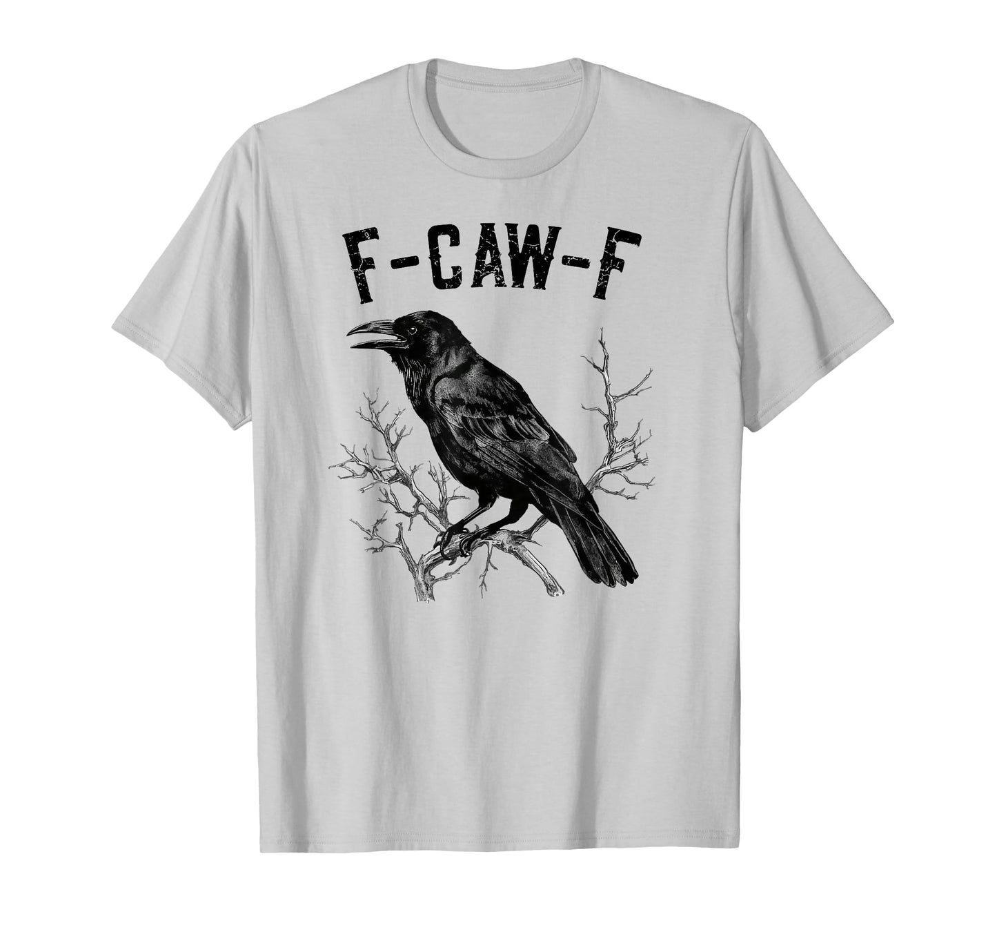 Black Crow F-Caw-F Funny Black Bird Moon Halloween Art T-Shirt