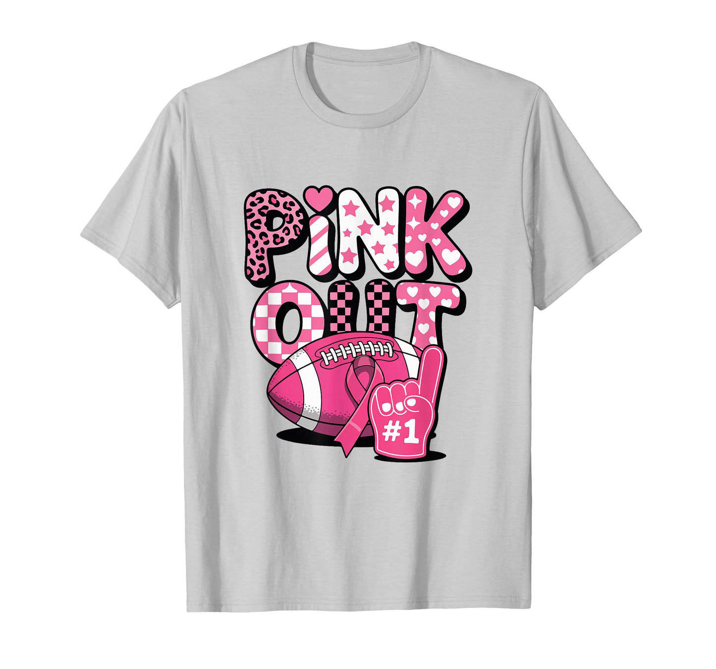 Pink Out Game Day Breast Cancer Awareness Football T-Shirt