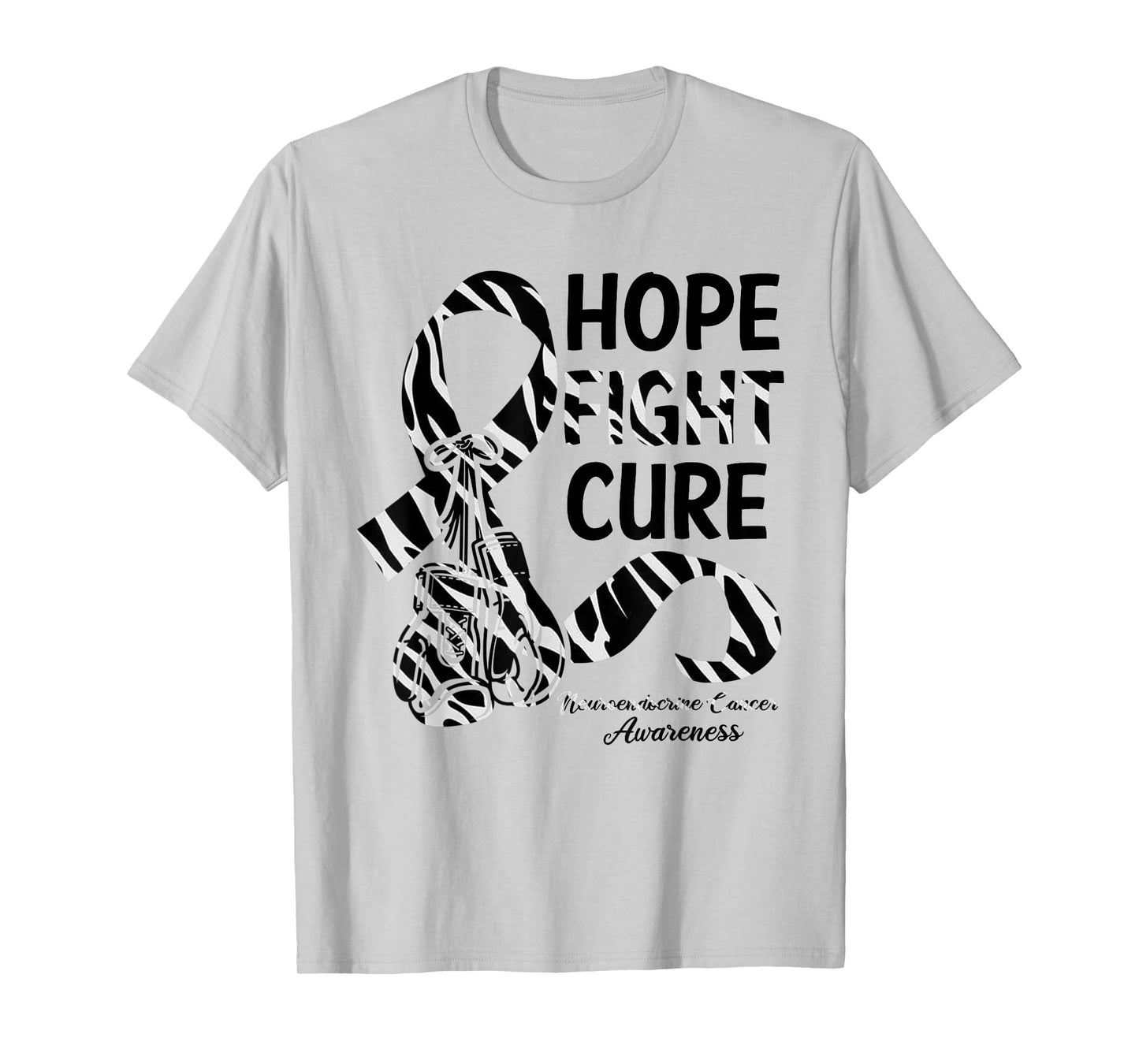 Hope Fight Cure Zebra Ribbon Neuroendocrine Cancer Awareness T-Shirt