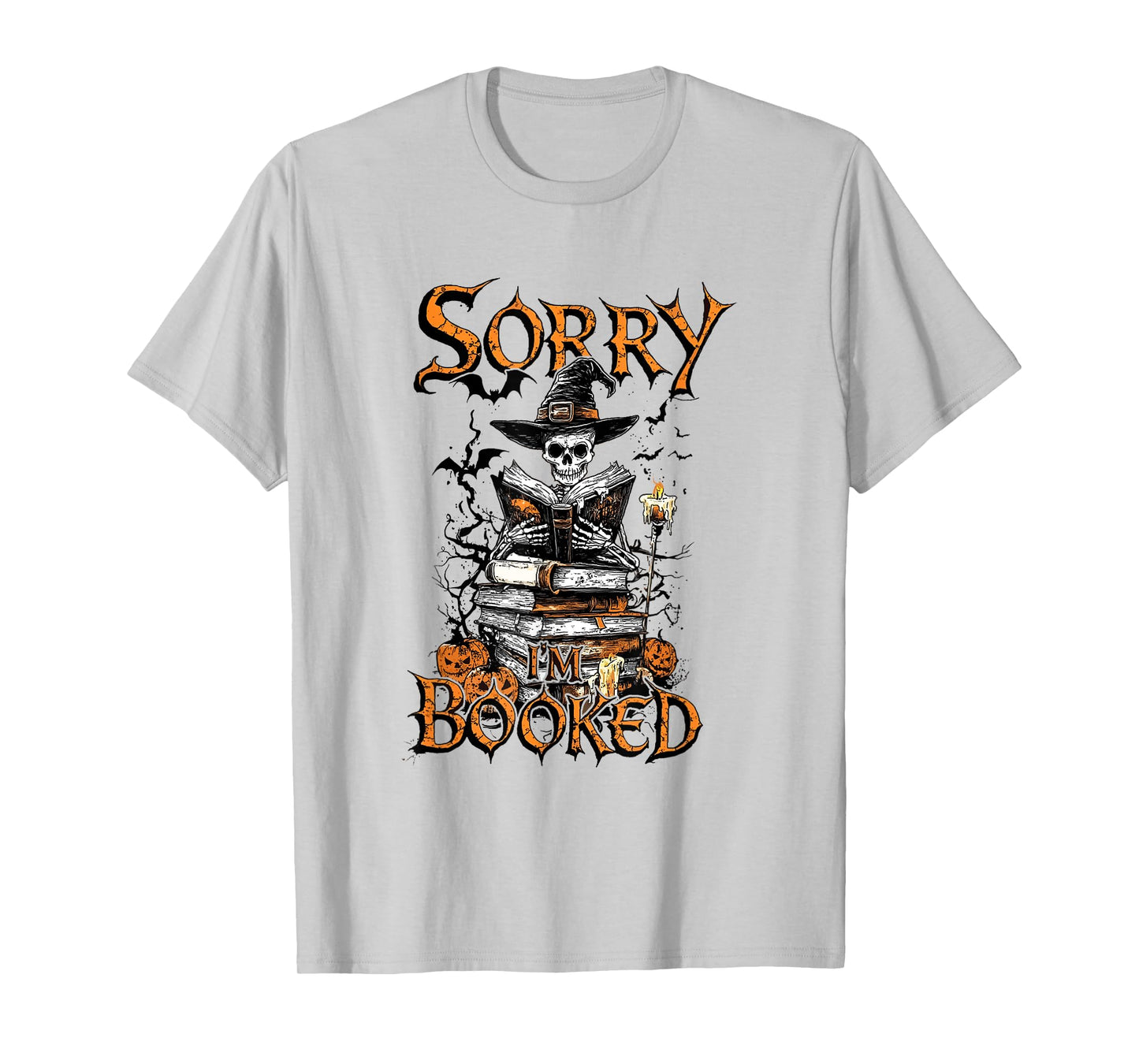 I'm Booked Funny Skeleton Bookish Witchy Halloween Reading T-Shirt