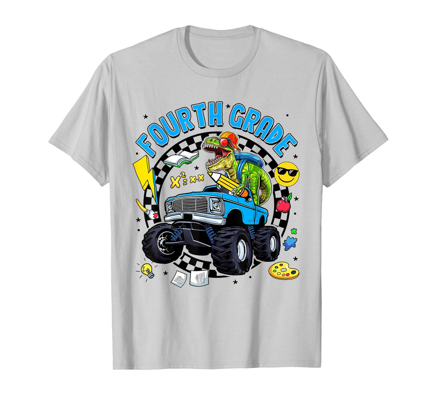 Fourth Grade Dinosaur Dino Truck Back To School Kids Boys T-Shirt