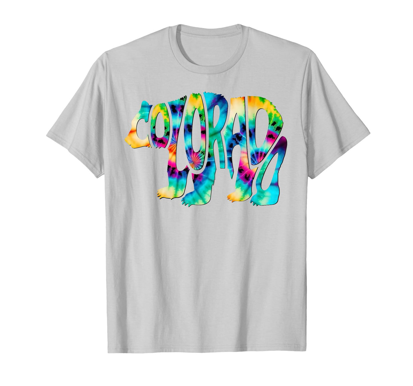 Tie Dye Colorado Bear-Shaped State Name Tee T-Shirt