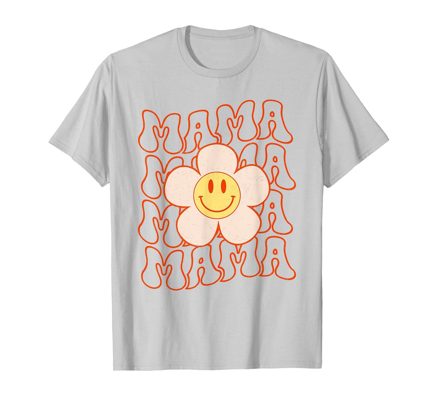 Retro Happy Face Mama Groovy Daisy Flower Mom Mothers Day T-Shirt