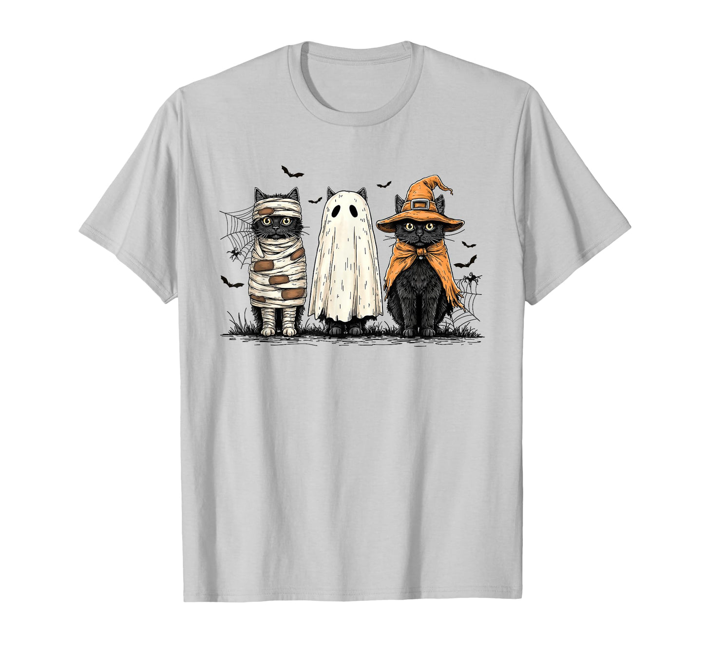 Black Cat Ghost Witch Halloween Costume Men Women Kids T-Shirt