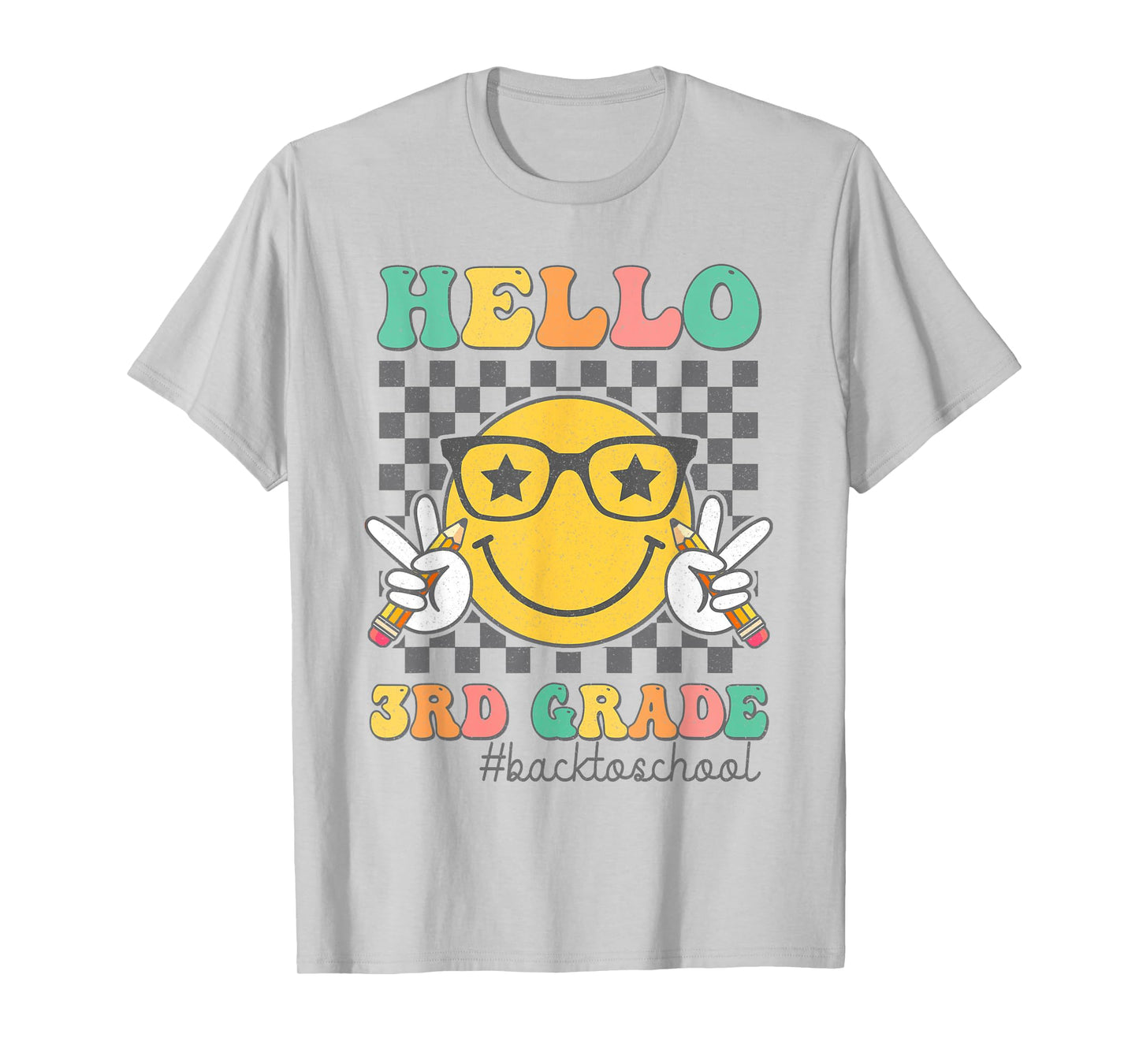 Hello 3rd Grade Smile Face First Day Of School Third Grade T-Shirt