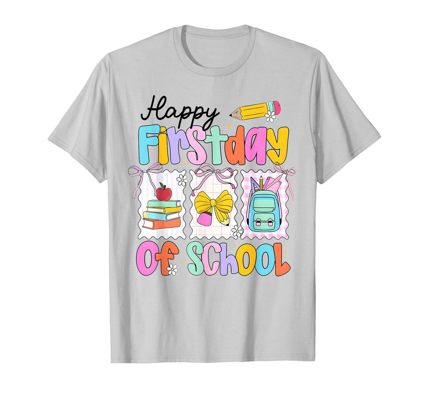 Happy First Day Of School Coquette Pencil Bow Back To School T-Shirt